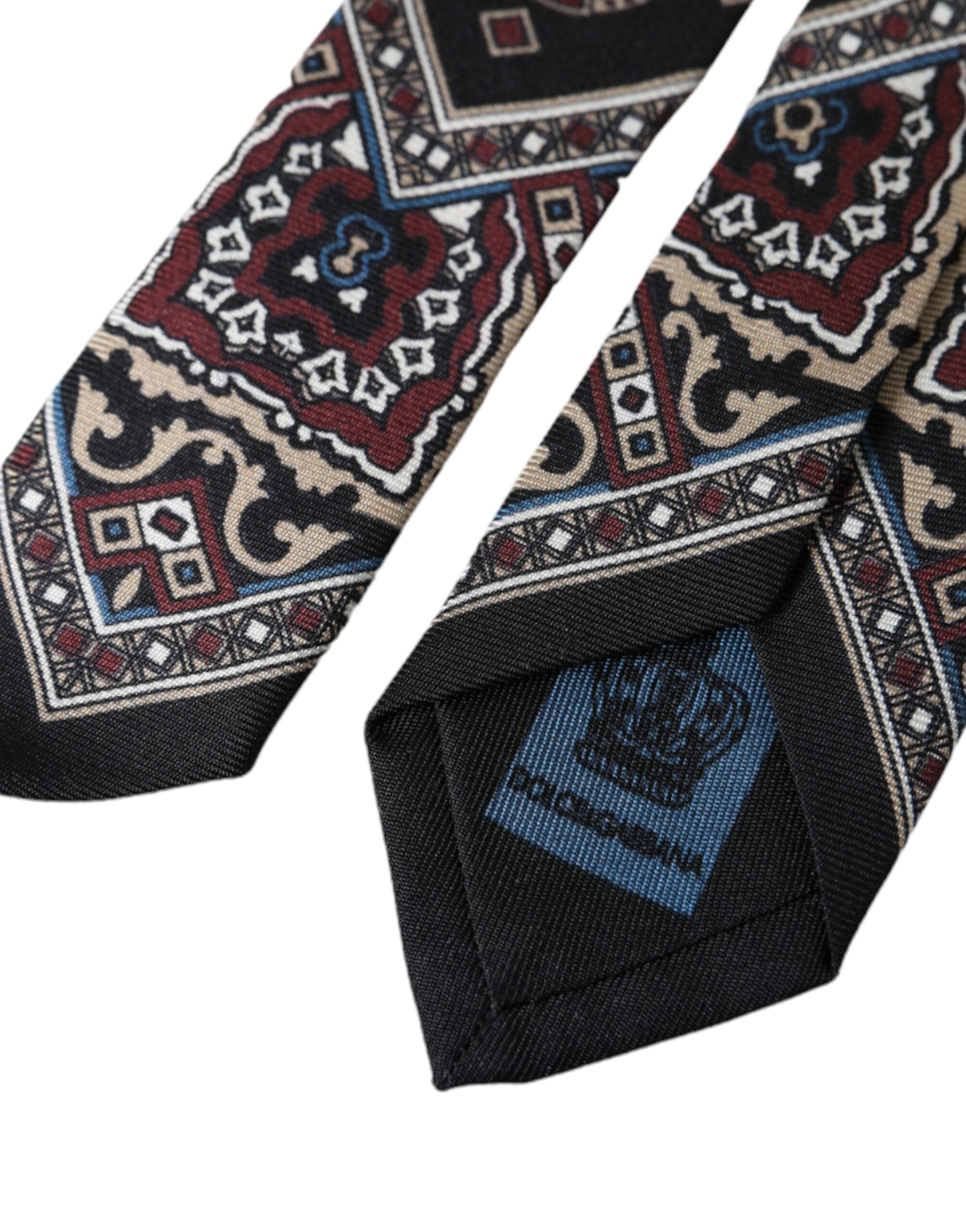 Ανδρική γραβάτα Dolce & Gabbana Μαύρη εμπριμέ 100% μεταξωτή ρυθμιζόμενη