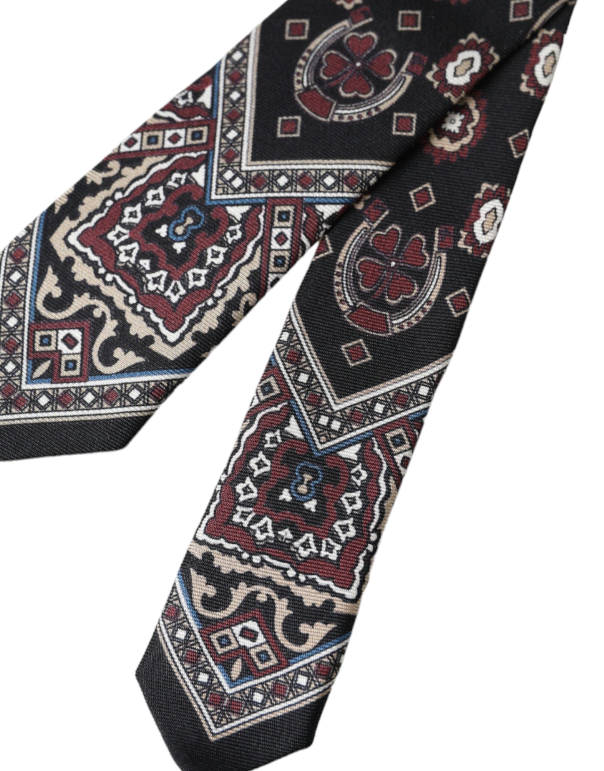 Ανδρική γραβάτα Dolce & Gabbana Μαύρη εμπριμέ 100% μεταξωτή ρυθμιζόμενη