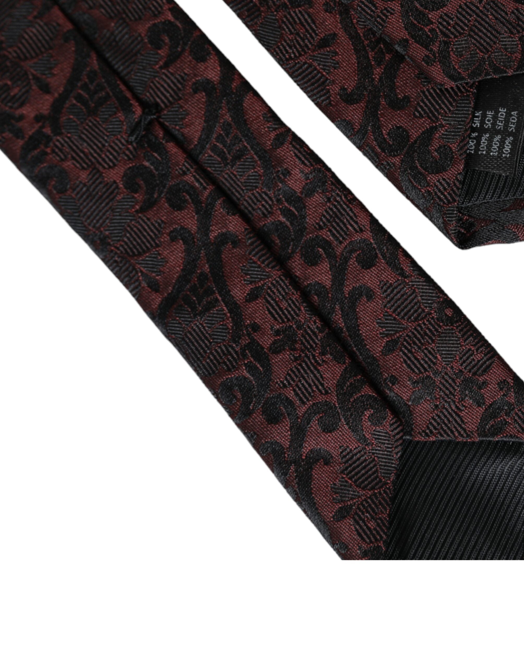 Ανδρική γραβάτα Dolce & Gabbana Maroon Floral Fantasy Silk Adjustable