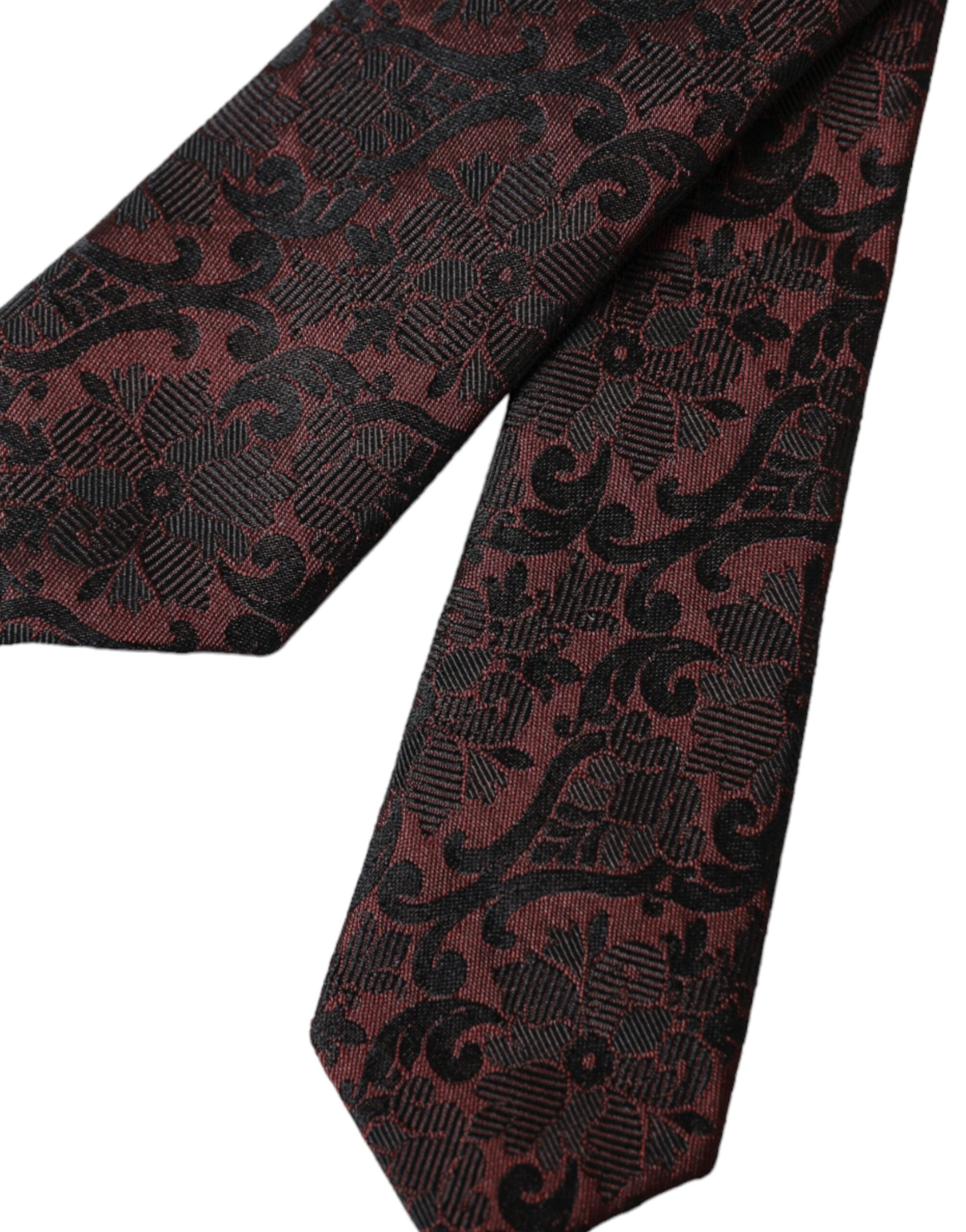 Ανδρική γραβάτα Dolce & Gabbana Maroon Floral Fantasy Silk Adjustable