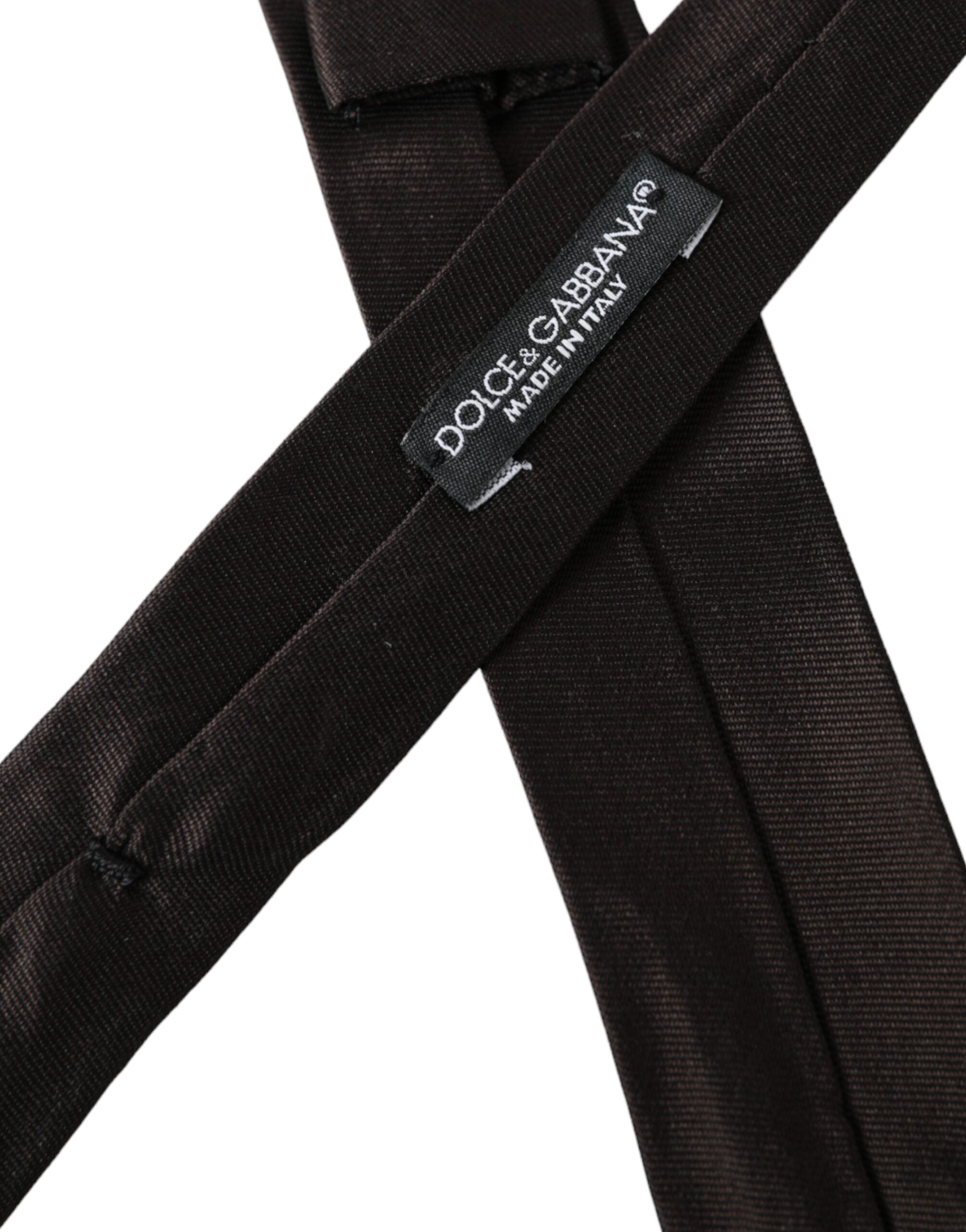 Dolce & Gabbana Brown Solid 100% Silk Ρυθμιζόμενη Γραβάτα