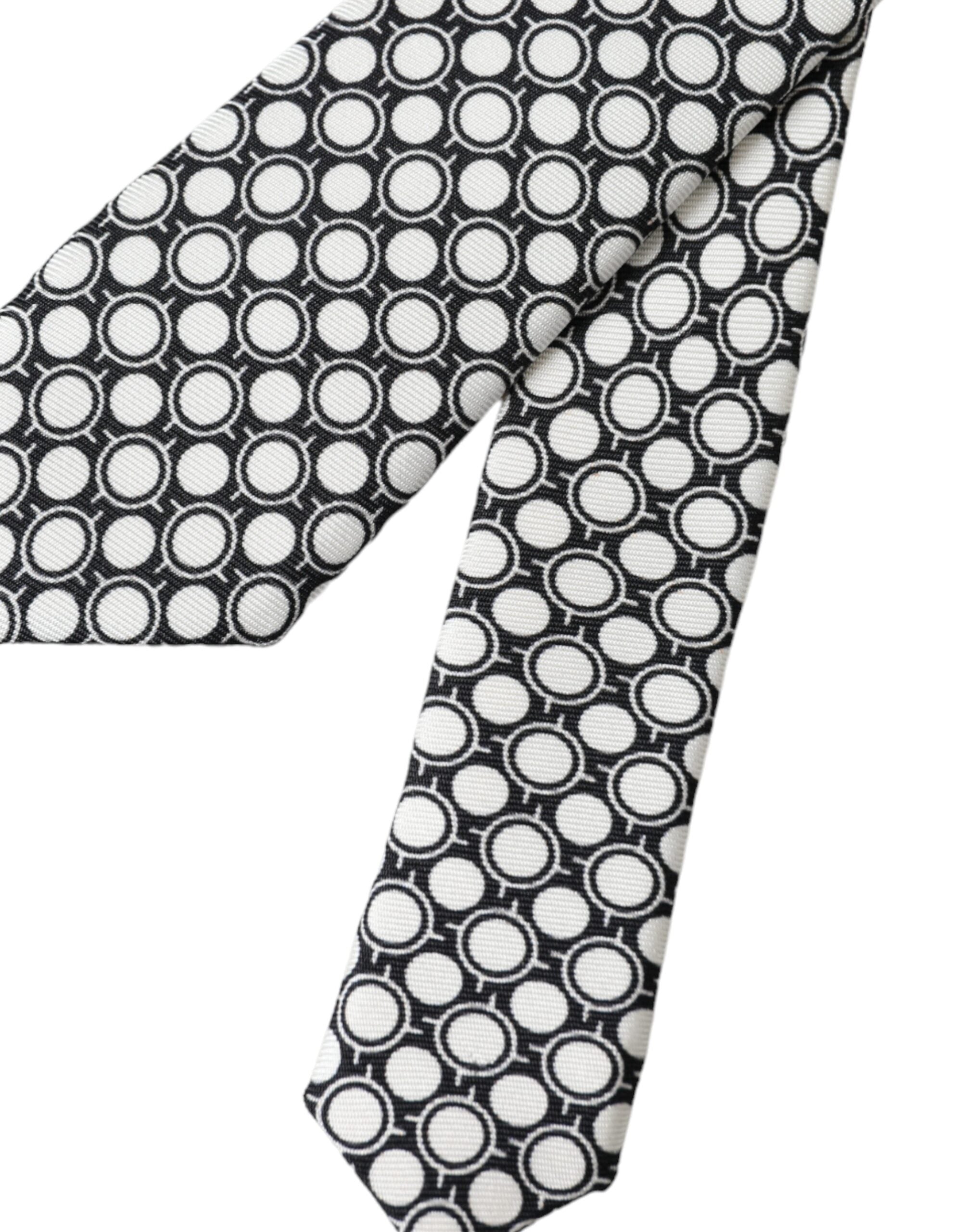 Dolce & Gabbana White Circles 100% Μεταξωτή Ρυθμιζόμενη Γραβάτα