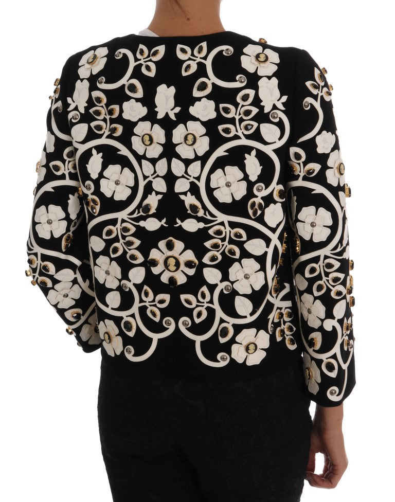 Μπουφάν Dolce & Gabbana με φλοράλ κεντημένο κρύσταλλο μαλλί