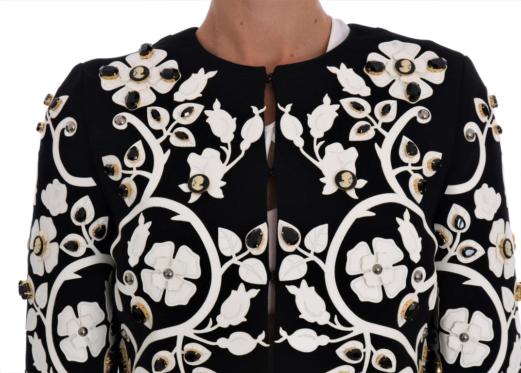 Μπουφάν Dolce & Gabbana με φλοράλ κεντημένο κρύσταλλο μαλλί