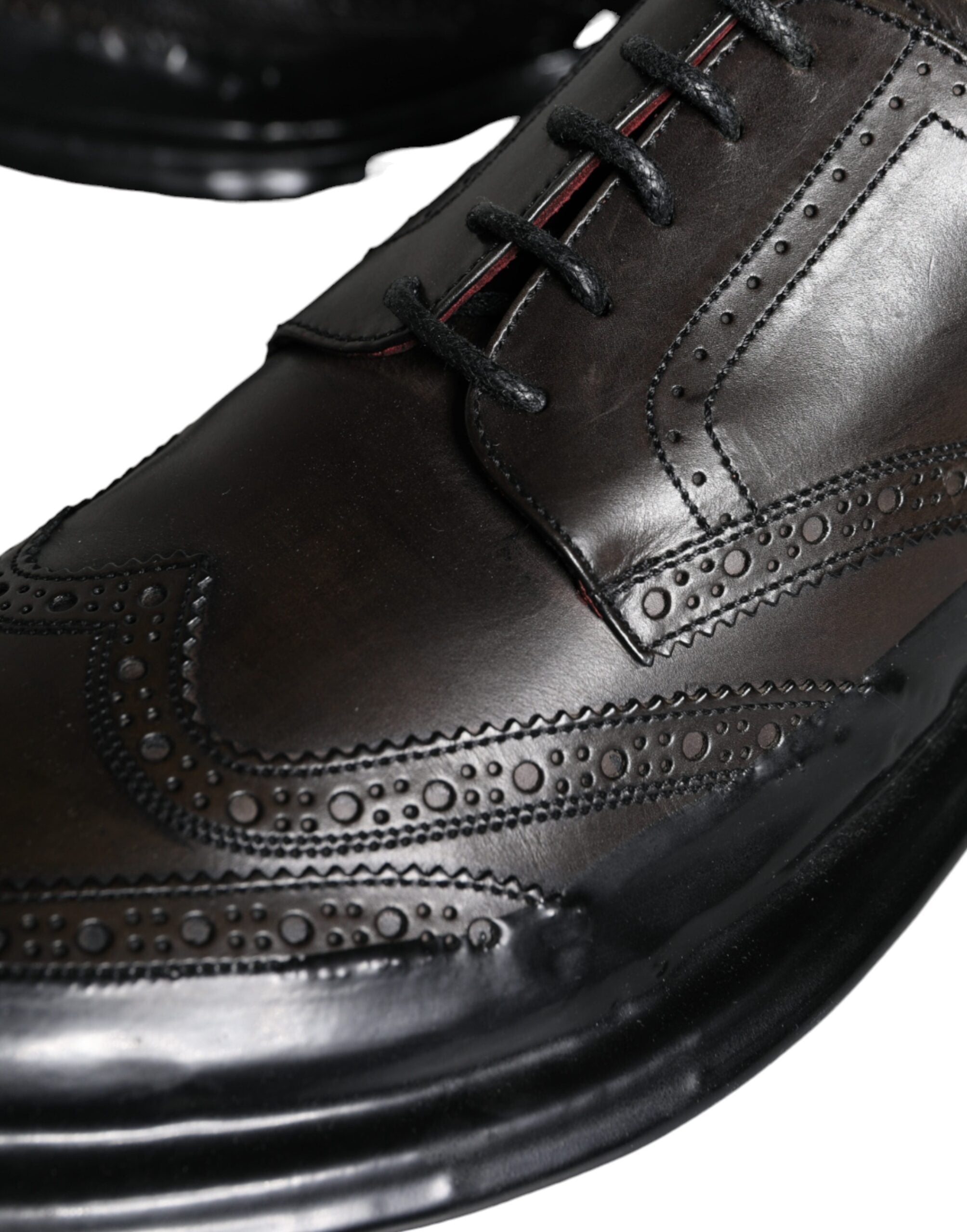 Dolce & Gabbana Μαύρα δερμάτινα Oxford Wingtip Formal ανδρικά παπούτσια