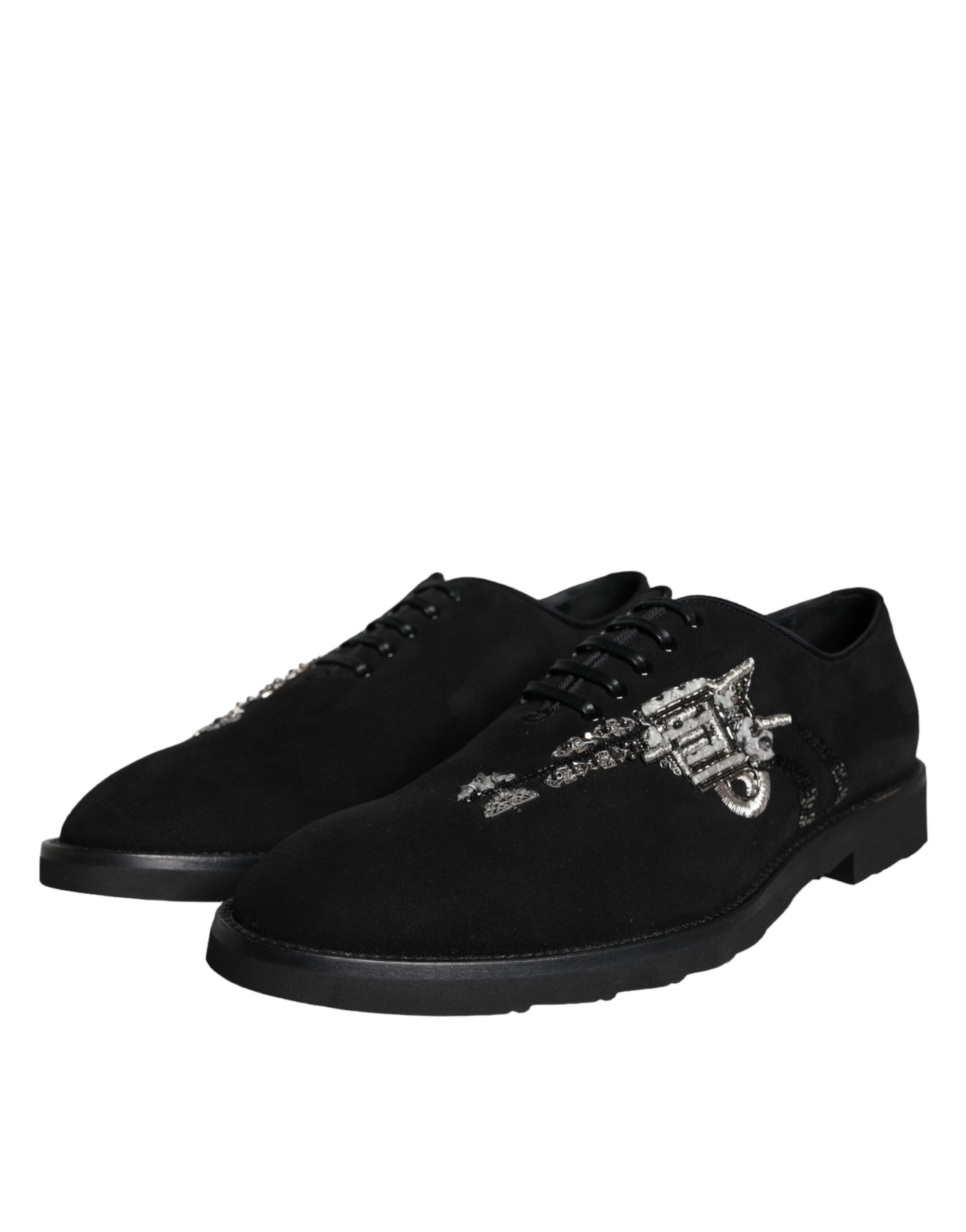 Επίσημα παπούτσια Dolce & Gabbana Black Suede Sicilia Lace Up