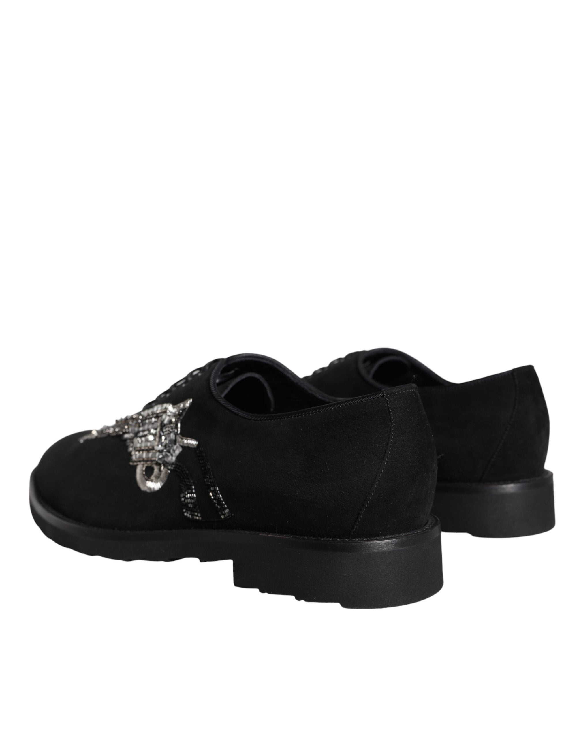 Επίσημα παπούτσια Dolce & Gabbana Black Suede Sicilia Lace Up