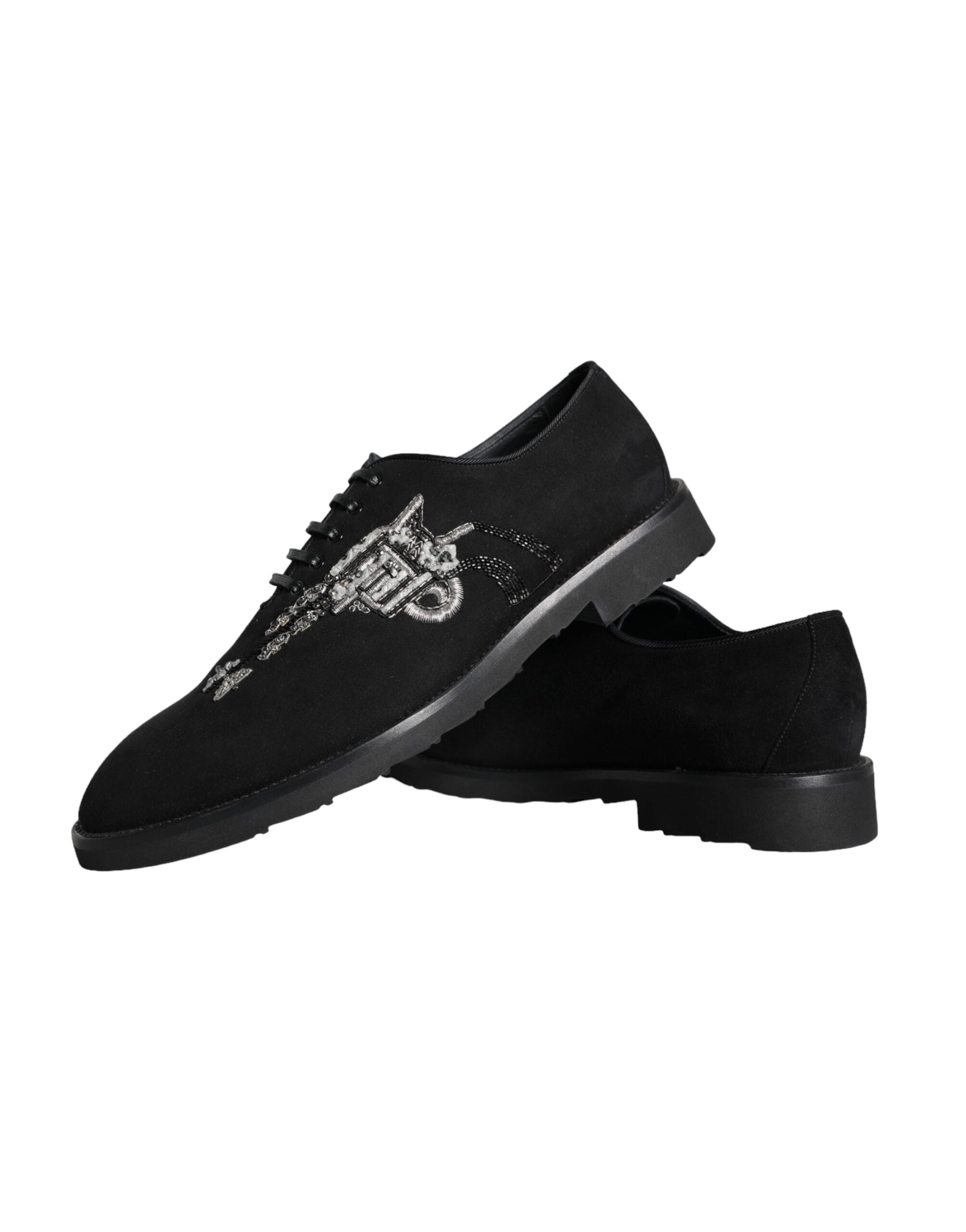 Επίσημα παπούτσια Dolce & Gabbana Black Suede Sicilia Lace Up