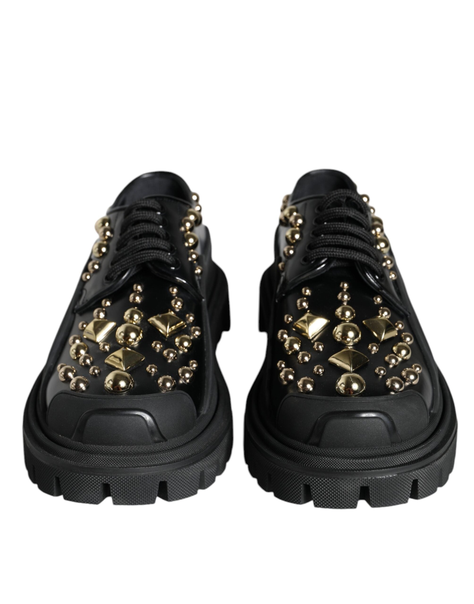 Διακοσμημένα παπούτσια Dolce & Gabbana Μαύρα Δερμάτινα Trekking Derby