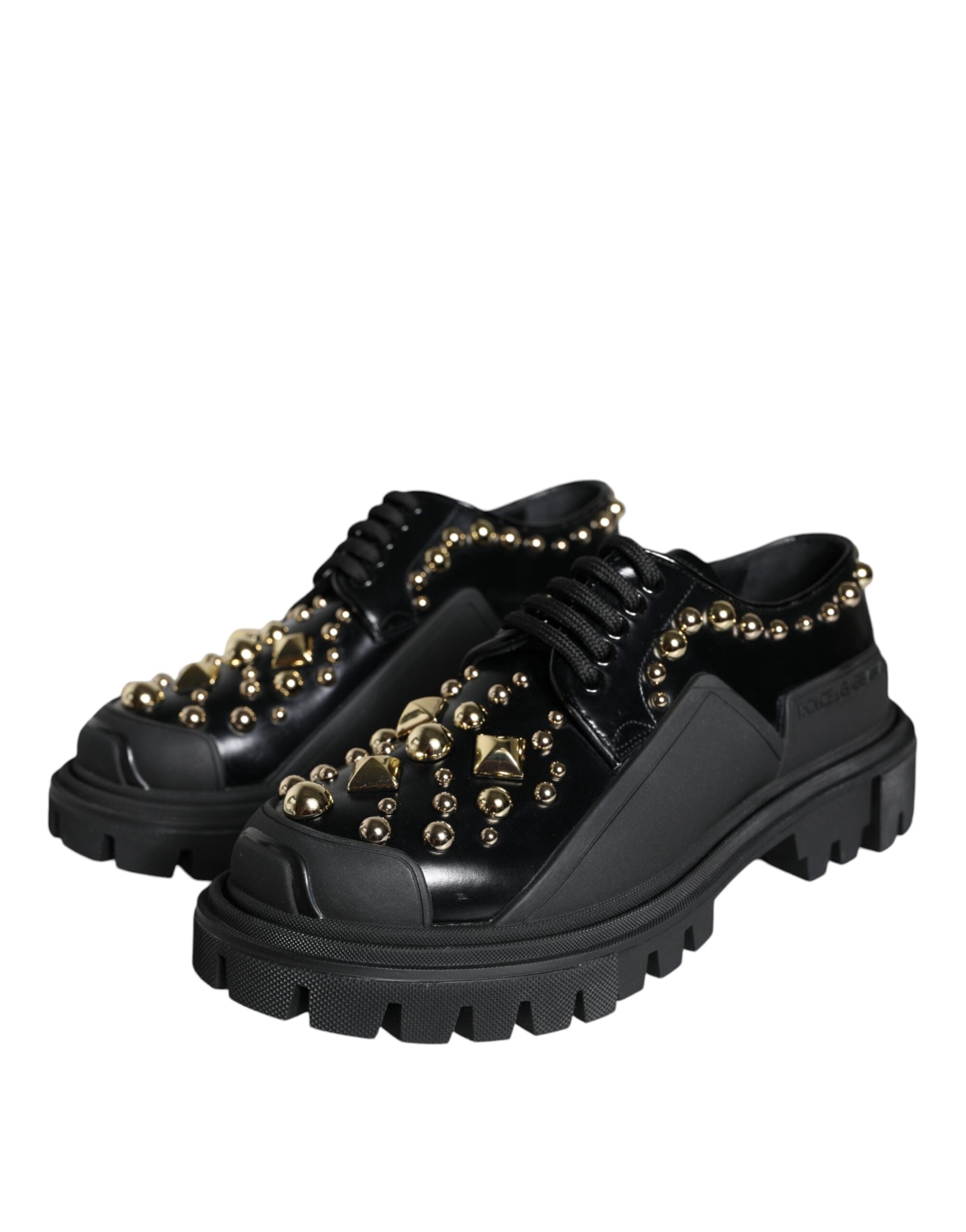 Διακοσμημένα παπούτσια Dolce & Gabbana Μαύρα Δερμάτινα Trekking Derby