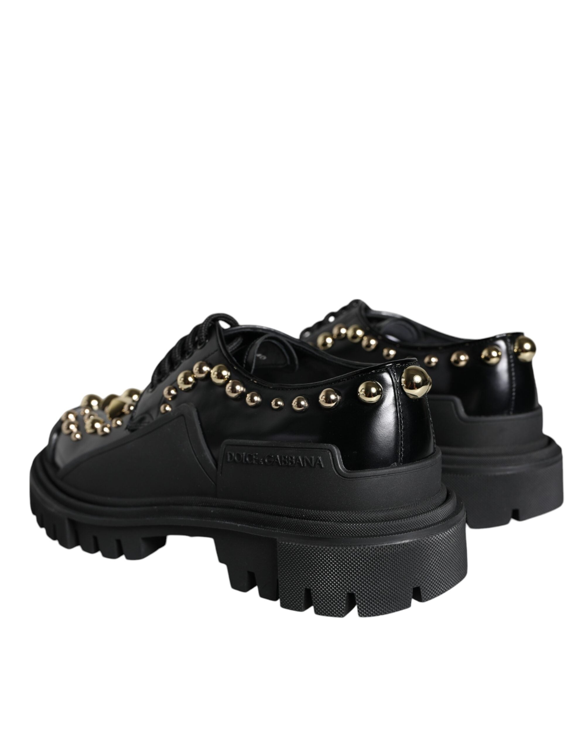 Διακοσμημένα παπούτσια Dolce & Gabbana Μαύρα Δερμάτινα Trekking Derby