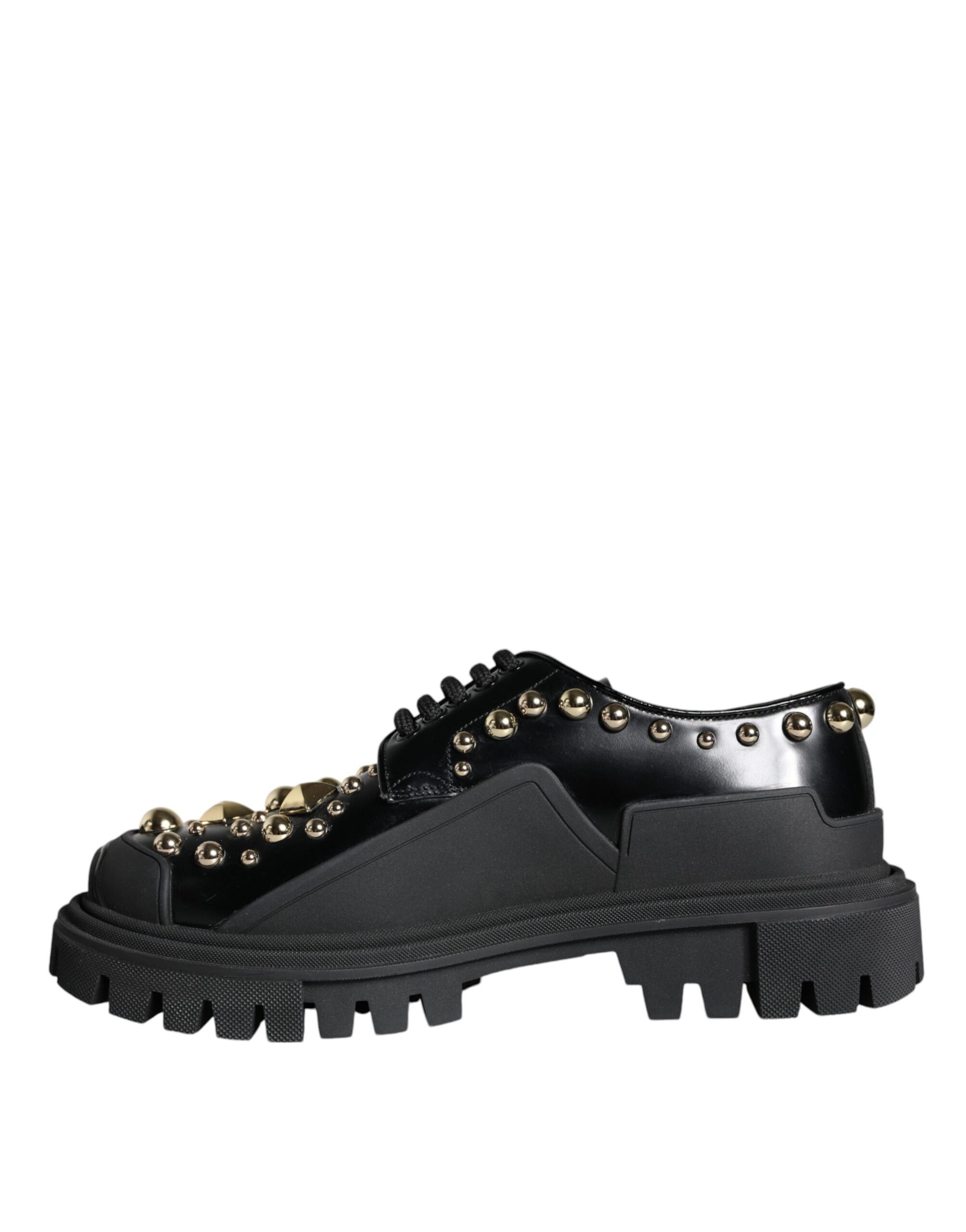 Διακοσμημένα παπούτσια Dolce & Gabbana Μαύρα Δερμάτινα Trekking Derby