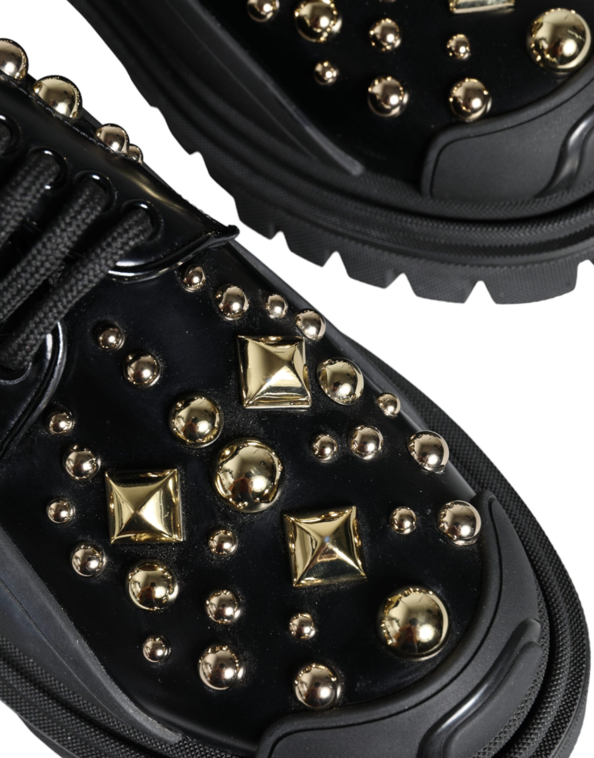 Διακοσμημένα παπούτσια Dolce & Gabbana Μαύρα Δερμάτινα Trekking Derby