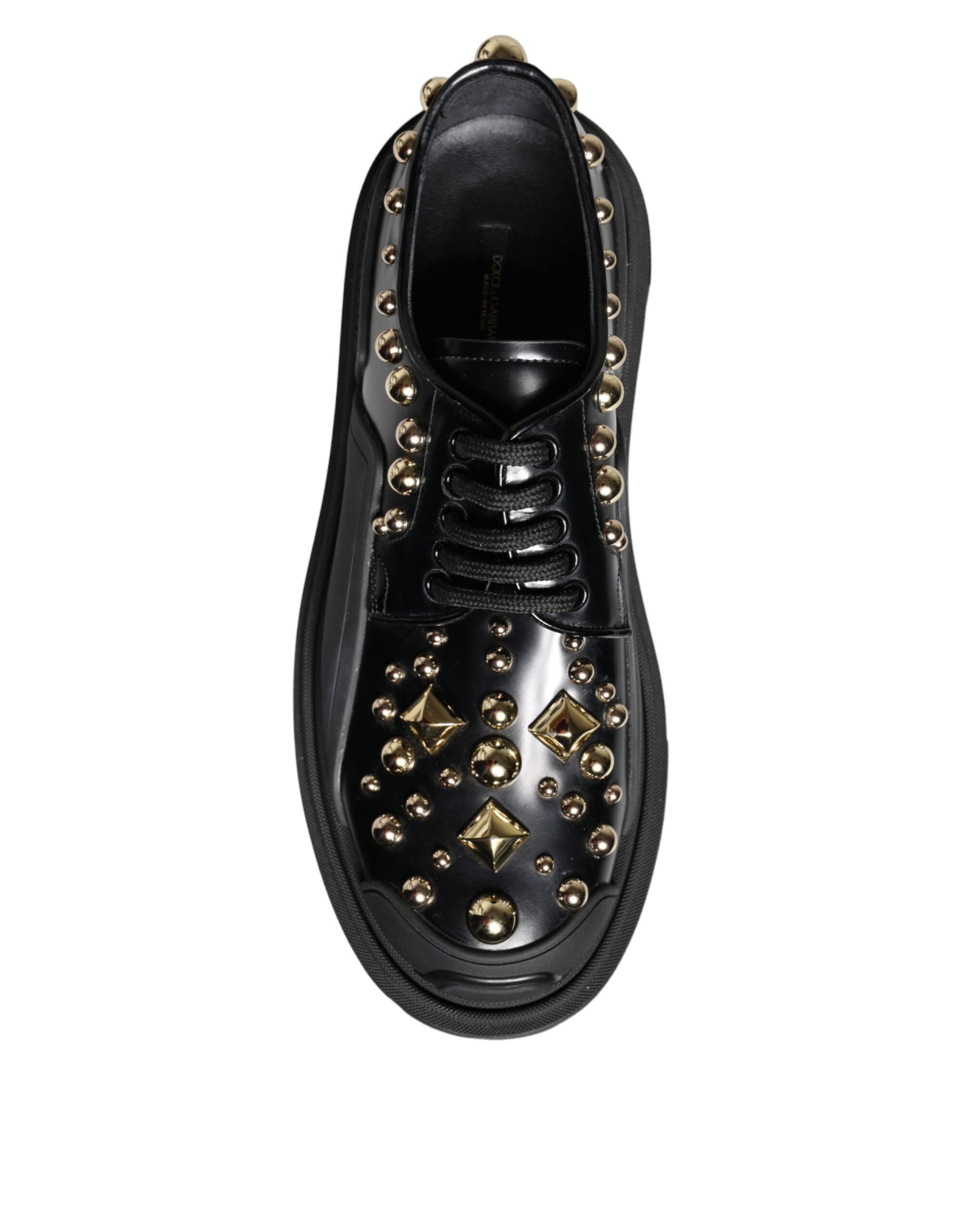 Διακοσμημένα παπούτσια Dolce & Gabbana Μαύρα Δερμάτινα Trekking Derby