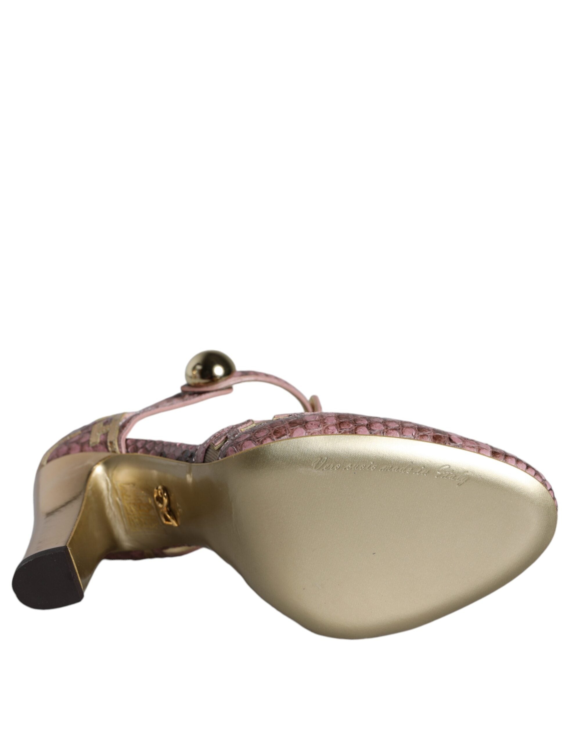 Dolce & Gabbana Pink Gold Leather Pumps Σανδάλια με λουράκι T Παπούτσια
