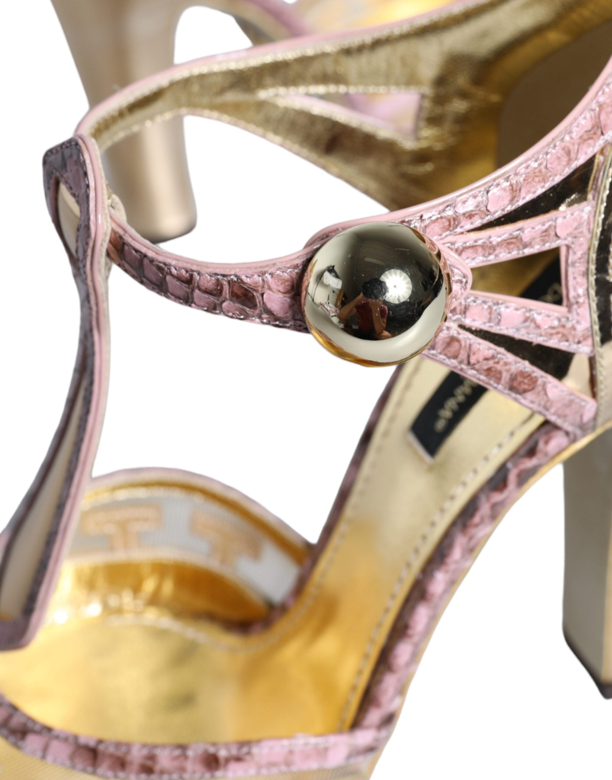 Dolce & Gabbana Pink Gold Leather Pumps Σανδάλια με λουράκι T Παπούτσια