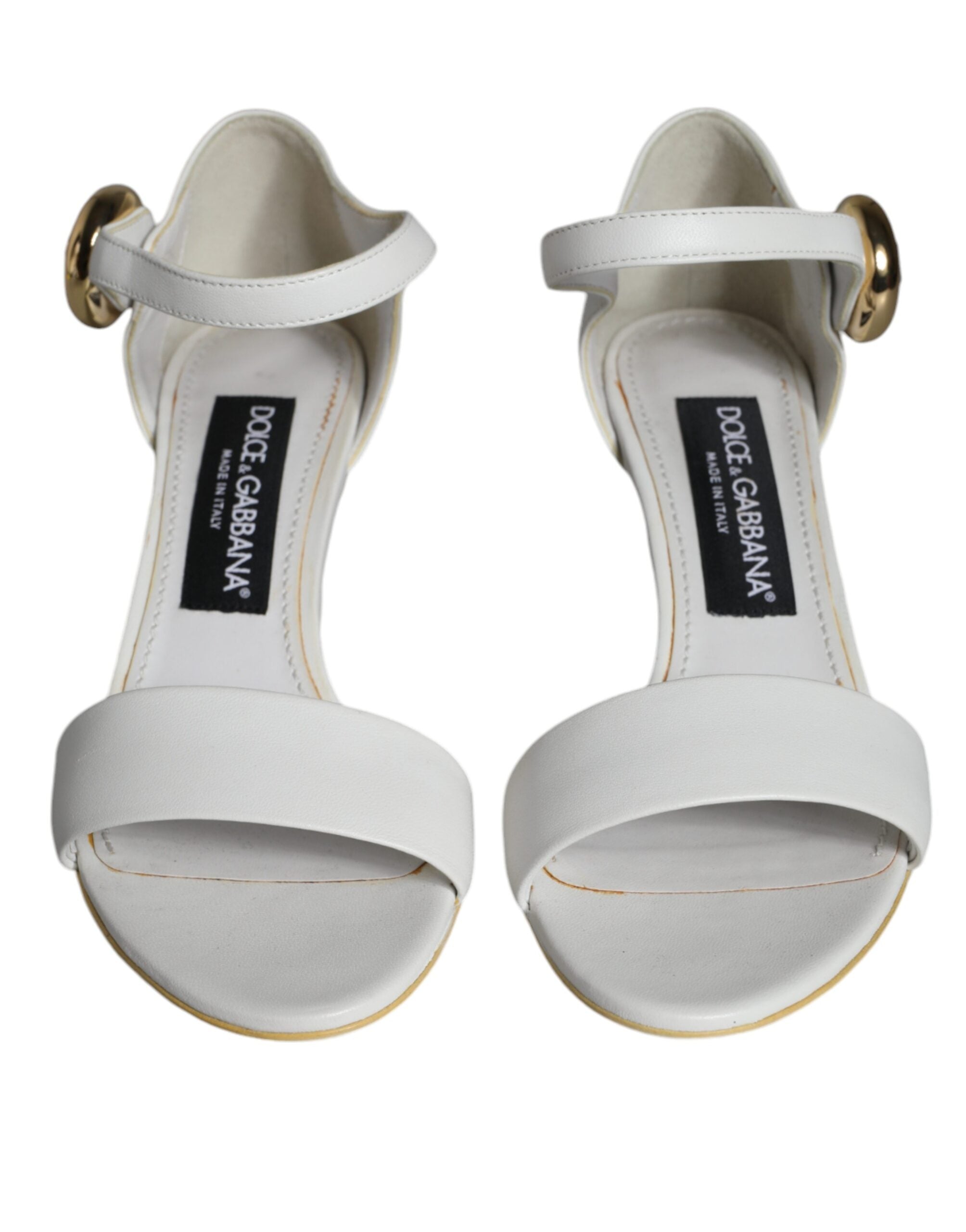 Dolce & Gabbana Λευκές Δερμάτινες Γόβες Keira Sandals Παπούτσια