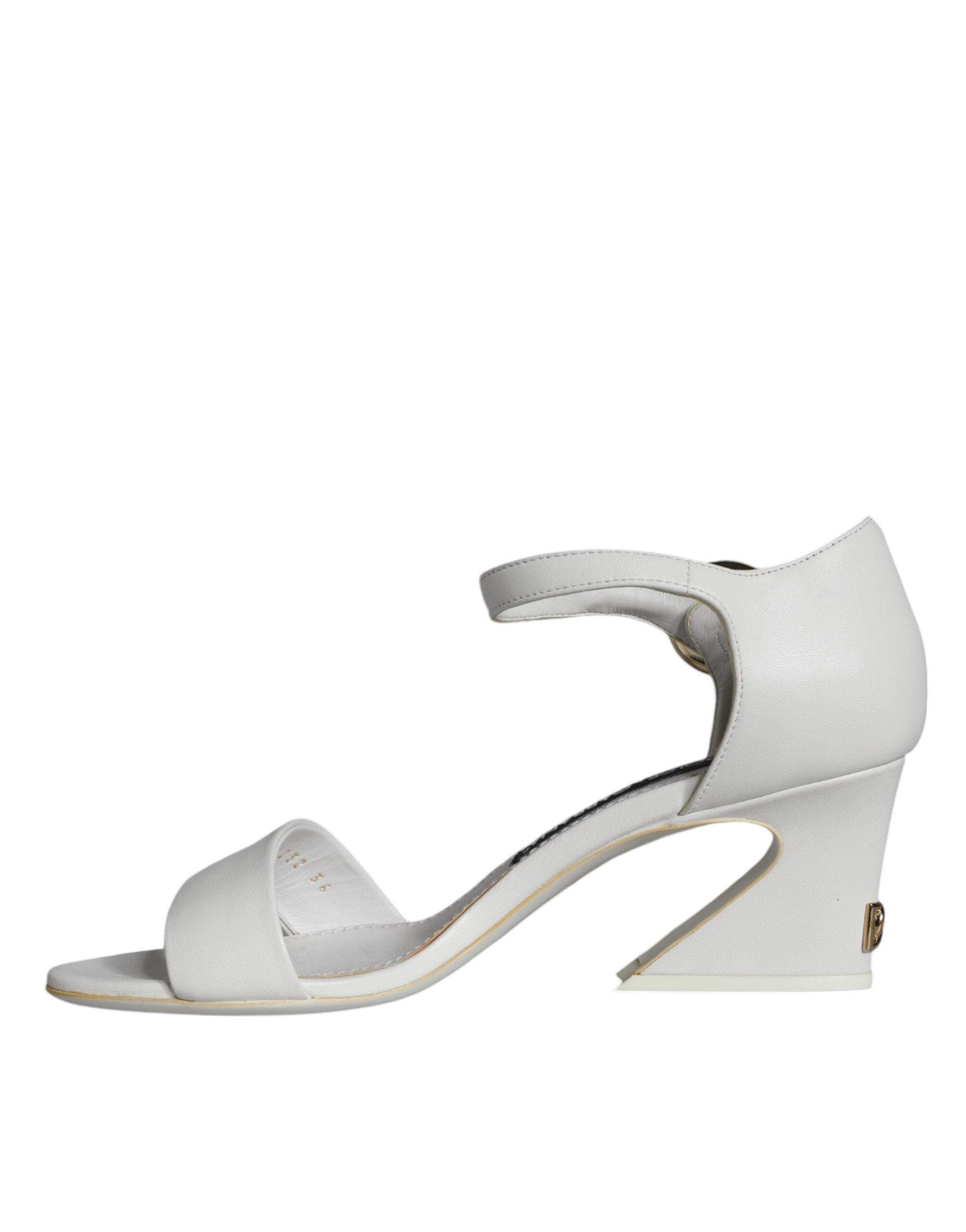 Dolce & Gabbana Λευκές Δερμάτινες Γόβες Keira Sandals Παπούτσια