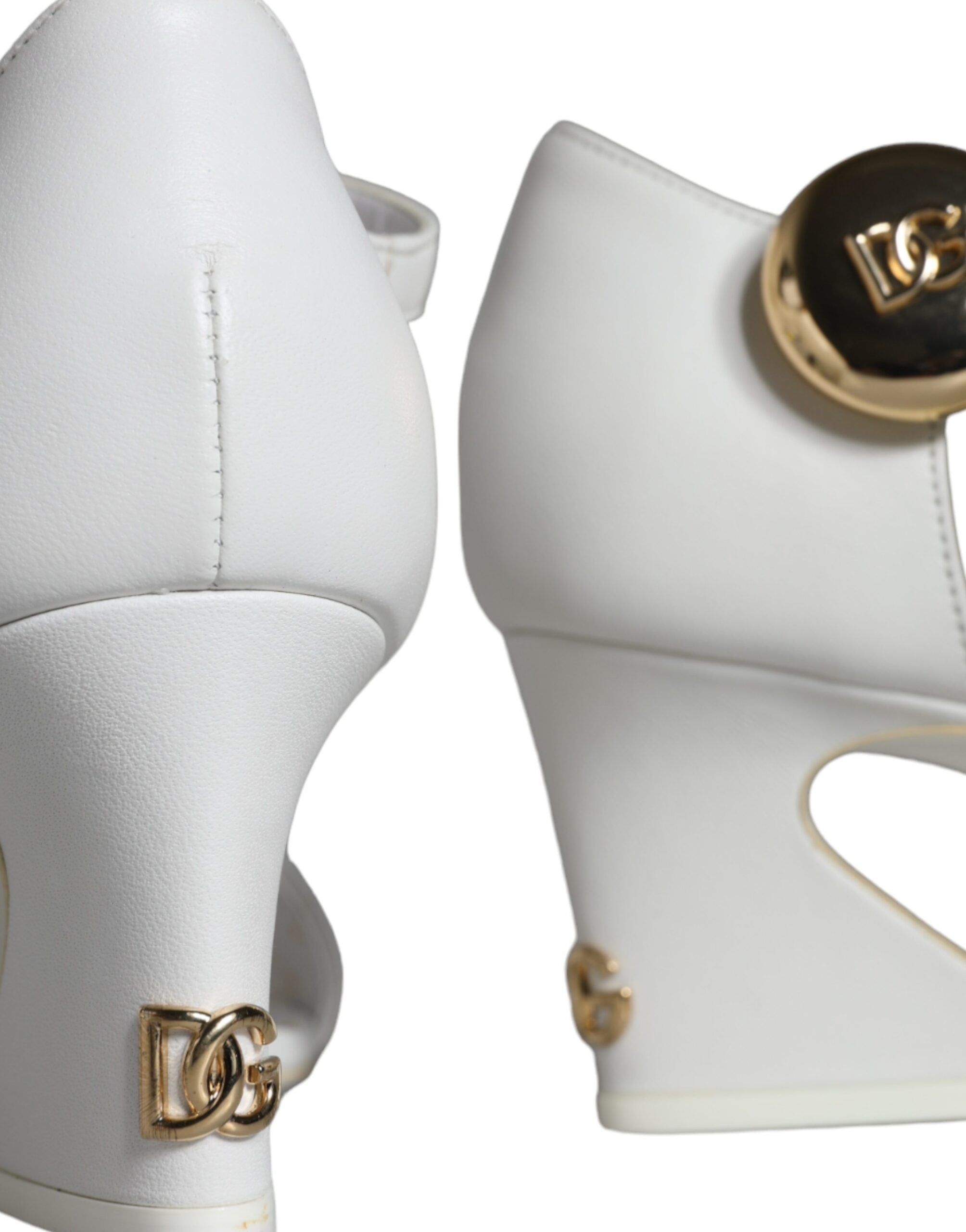 Dolce & Gabbana Λευκές Δερμάτινες Γόβες Keira Sandals Παπούτσια