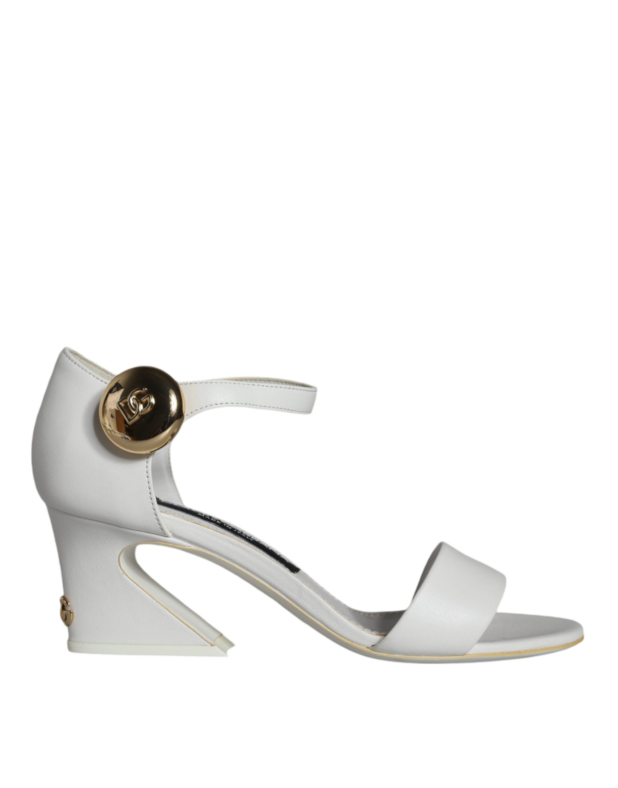 Dolce & Gabbana Λευκές Δερμάτινες Γόβες Keira Sandals Παπούτσια