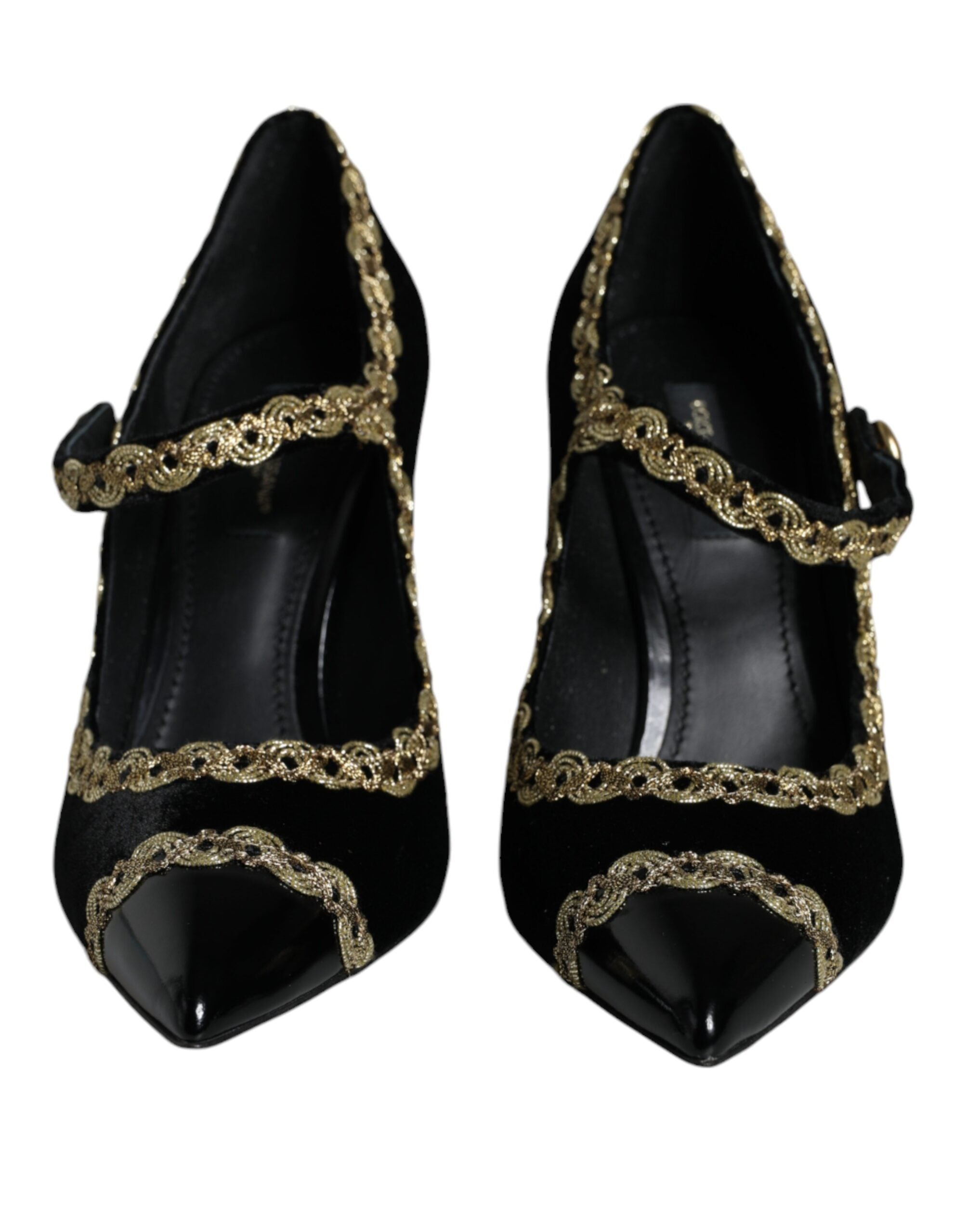 Παπούτσια Dolce & Gabbana Black Mary Janes Velvet Gold Pumps