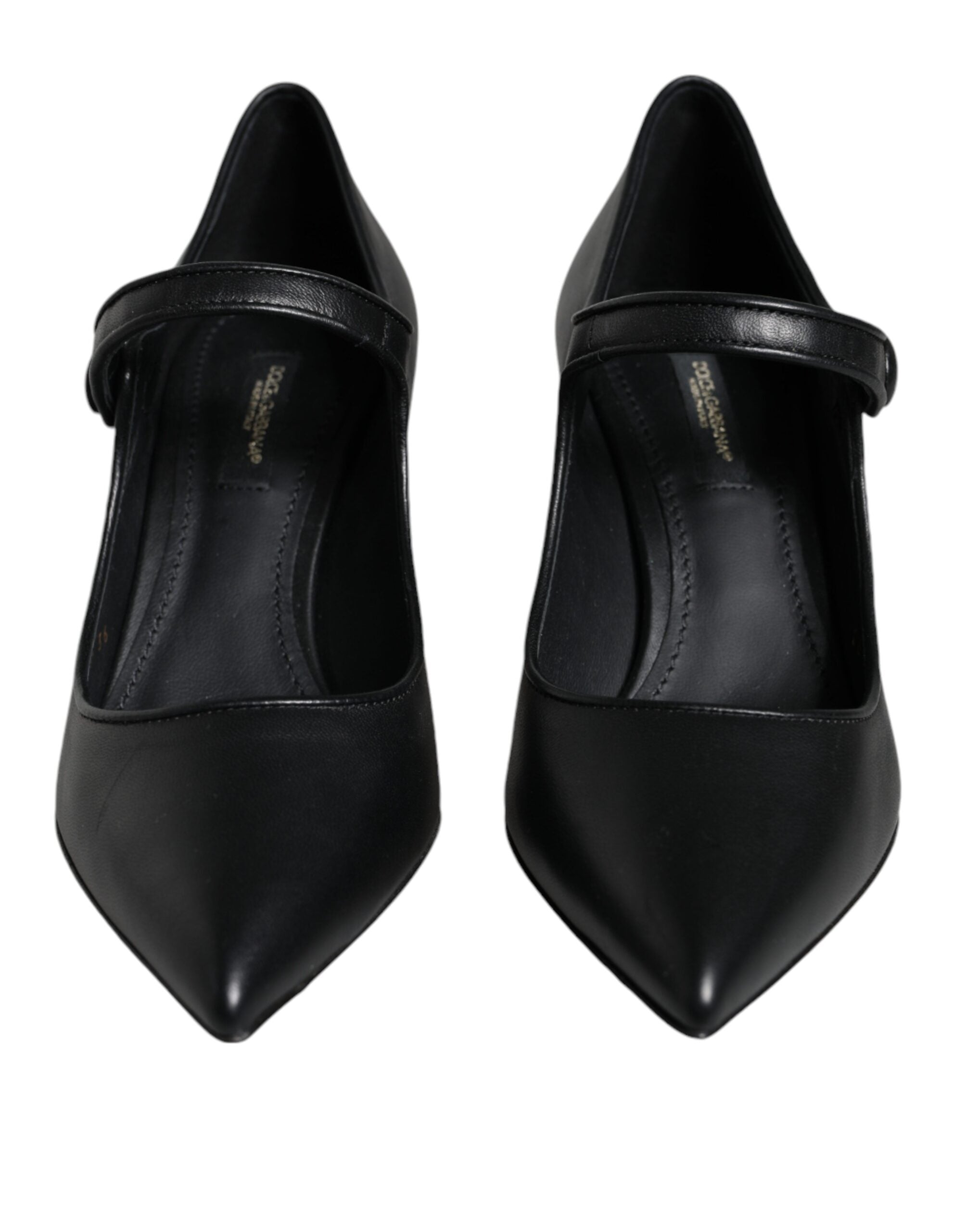 Dolce & Gabbana Μαύρο Δερμάτινο Λογότυπο Γόβες Mary Janes Pumps Παπούτσια