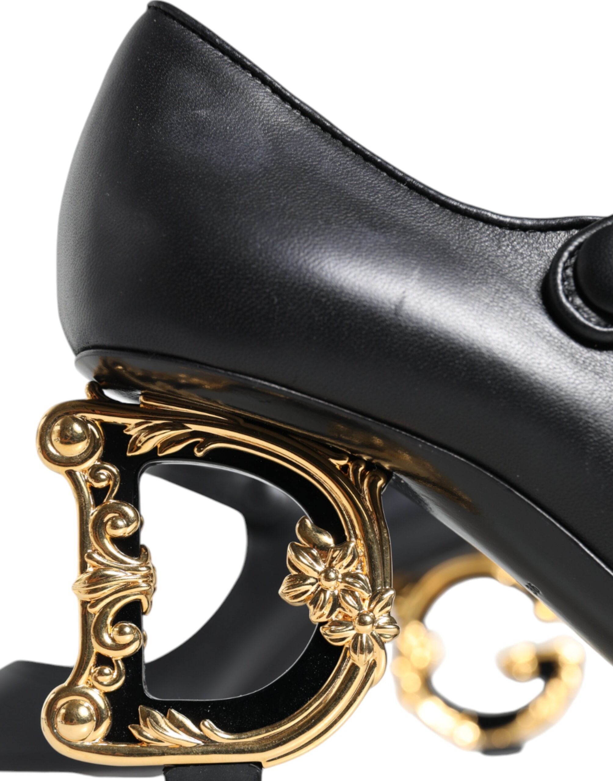 Dolce & Gabbana Μαύρο Δερμάτινο Λογότυπο Γόβες Mary Janes Pumps Παπούτσια