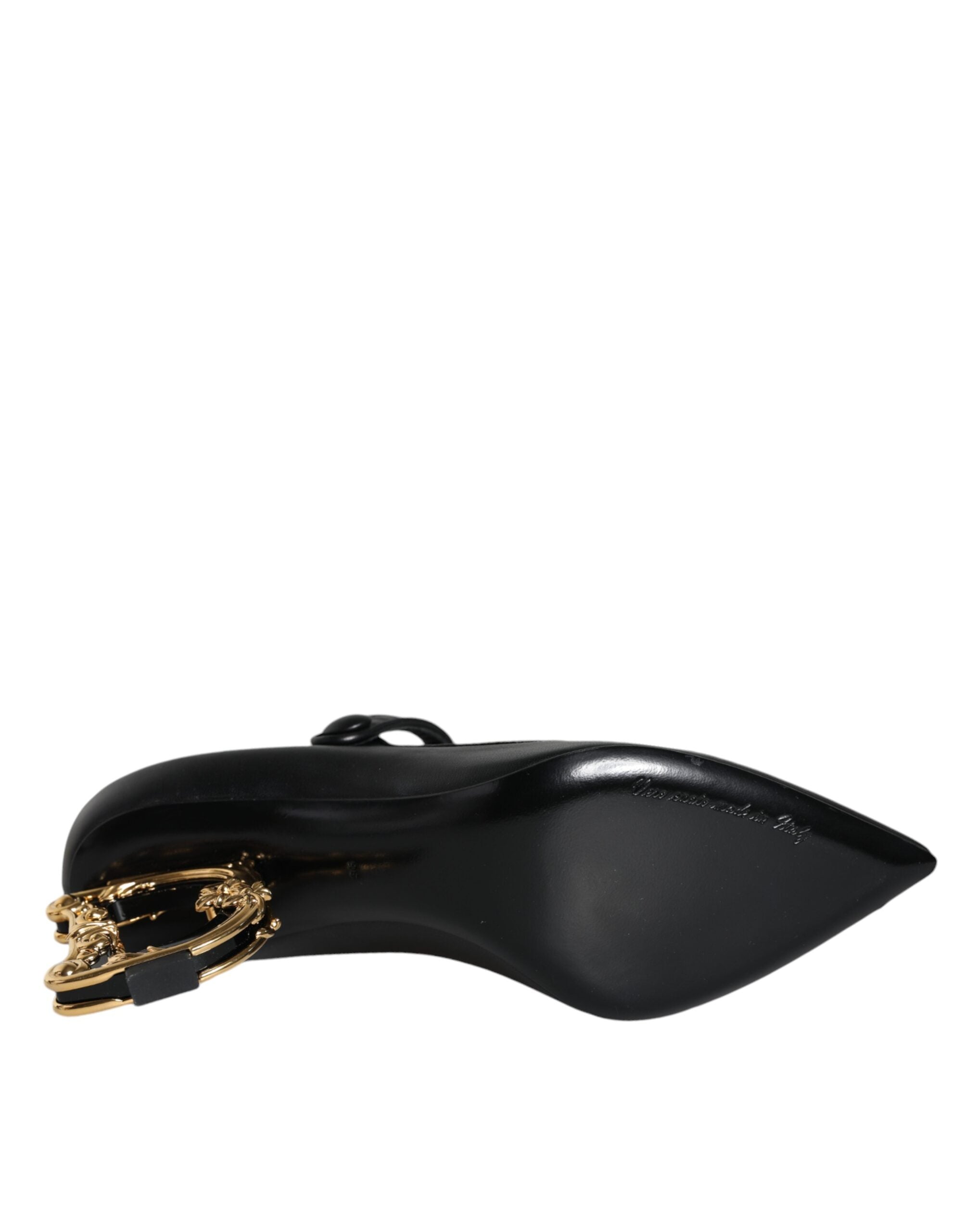 Dolce & Gabbana Μαύρο Δερμάτινο Λογότυπο Γόβες Mary Janes Pumps Παπούτσια