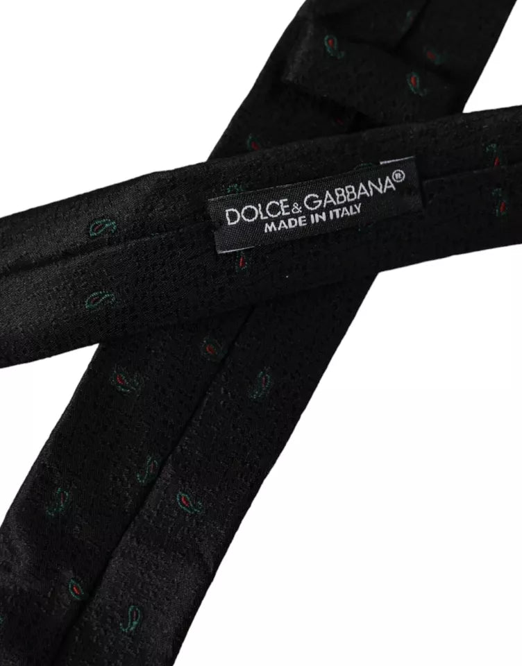 Ανδρική γραβάτα Dolce & Gabbana Black Fantasy 100% Silk Adjustable