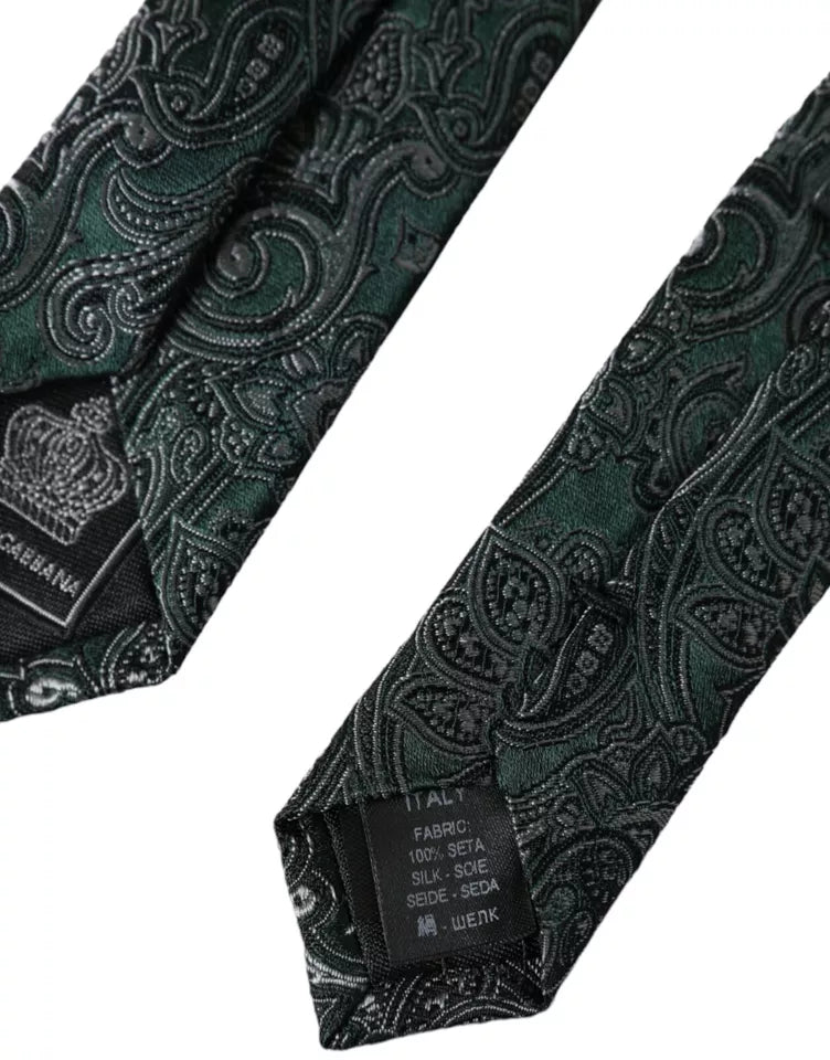 Dolce & Gabbana Πράσινη φλοράλ μοτίβο 100% μεταξωτή ρυθμιζόμενη ανδρική γραβάτα