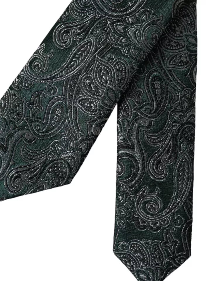 Dolce & Gabbana Πράσινη φλοράλ μοτίβο 100% μεταξωτή ρυθμιζόμενη ανδρική γραβάτα