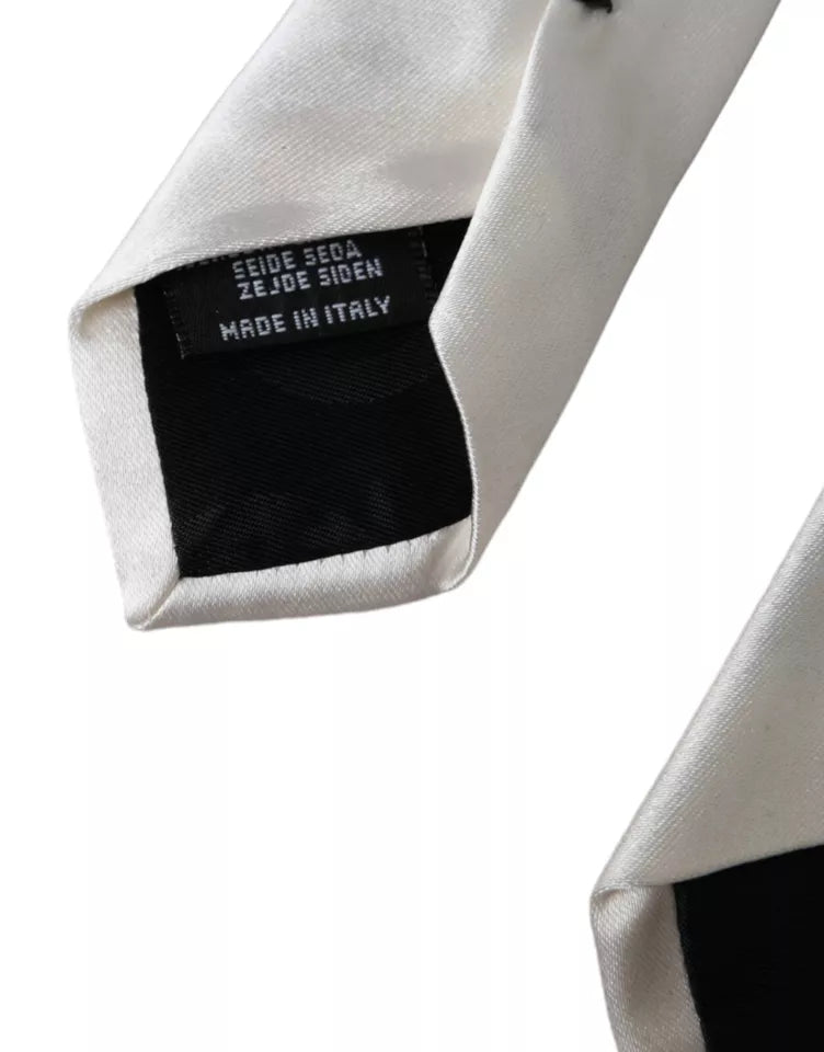 Ρυθμιζόμενη ανδρική γραβάτα Dolce & Gabbana White Satin Silk