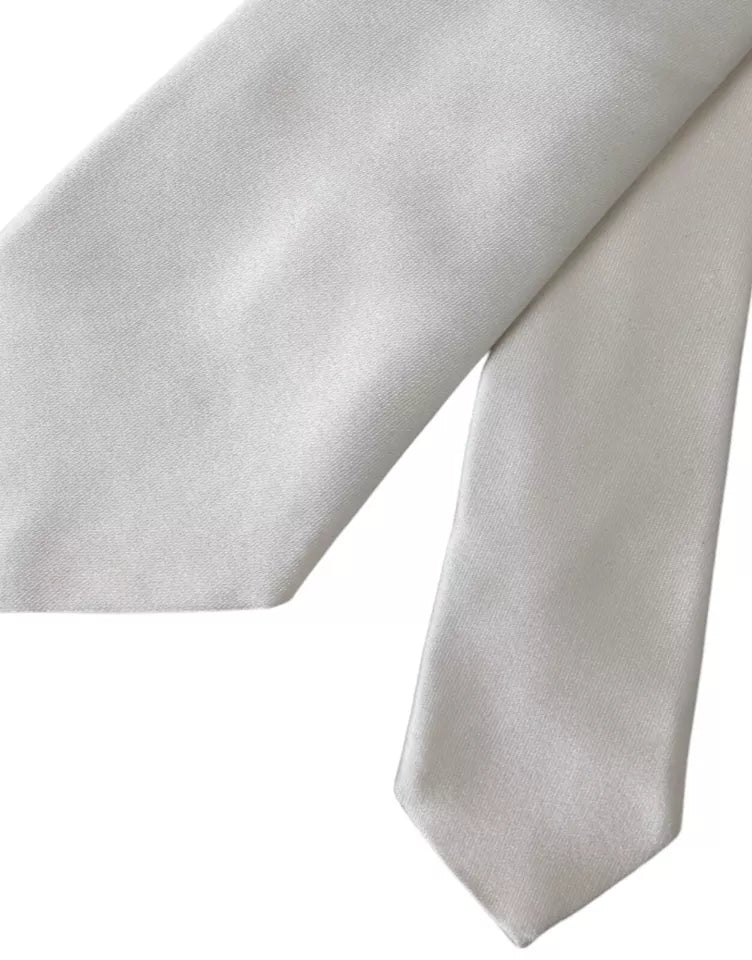 Ρυθμιζόμενη ανδρική γραβάτα Dolce & Gabbana White Satin Silk
