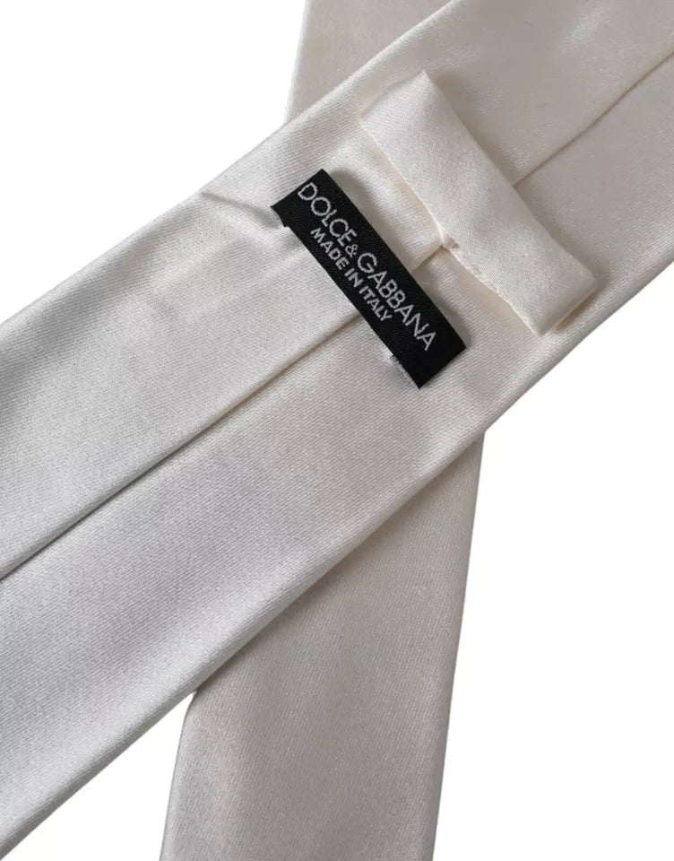 Ρυθμιζόμενη ανδρική γραβάτα Dolce & Gabbana White Satin Silk