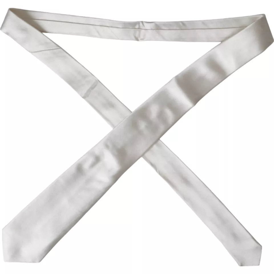 Ρυθμιζόμενη ανδρική γραβάτα Dolce & Gabbana White Satin Silk
