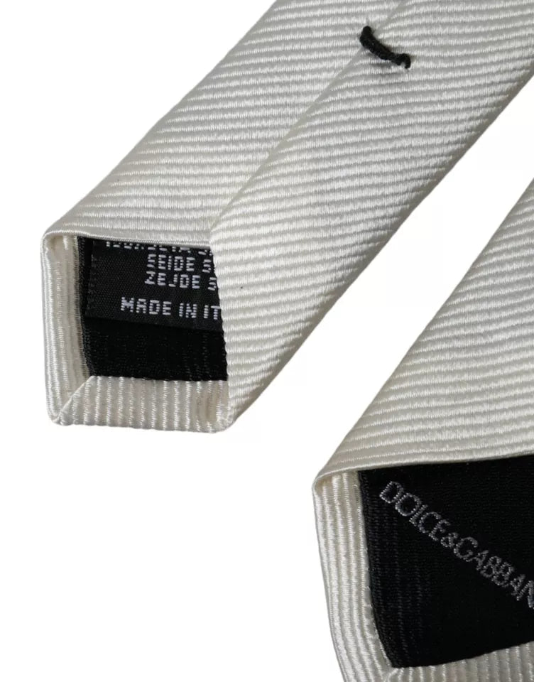 Ρυθμιζόμενη γραβάτα Dolce & Gabbana White Solid 100% Silk