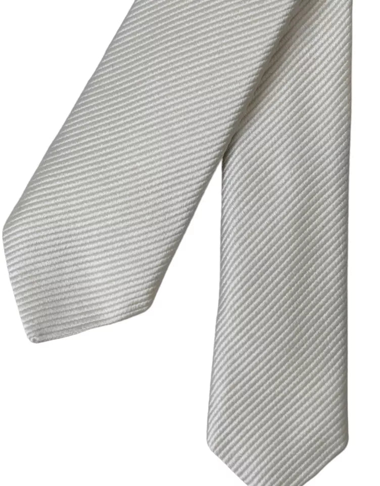 Ρυθμιζόμενη γραβάτα Dolce & Gabbana White Solid 100% Silk