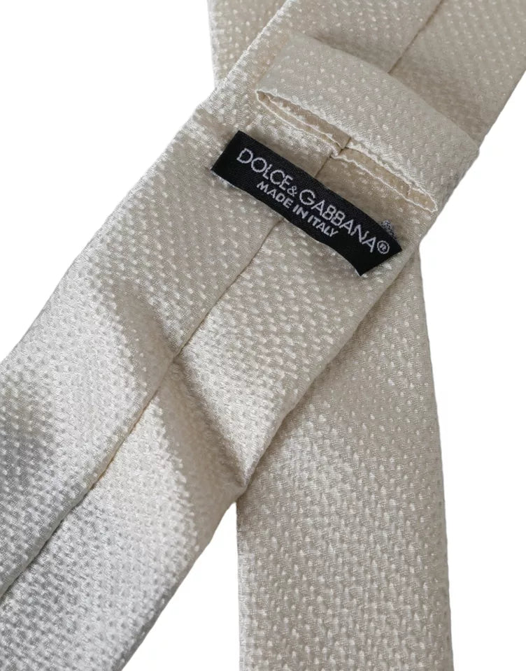Ανδρική γραβάτα Dolce & Gabbana Off White 100% μεταξωτή ρυθμιζόμενη γραβάτα