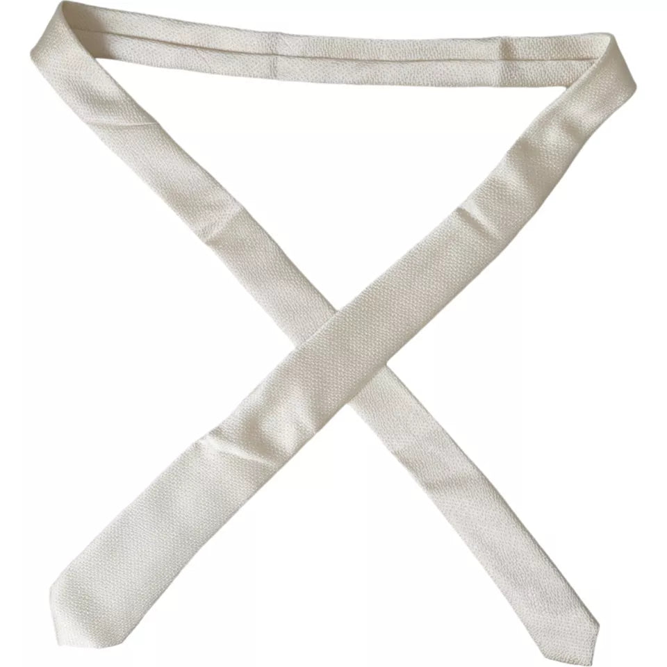 Ανδρική γραβάτα Dolce & Gabbana Off White 100% μεταξωτή ρυθμιζόμενη γραβάτα