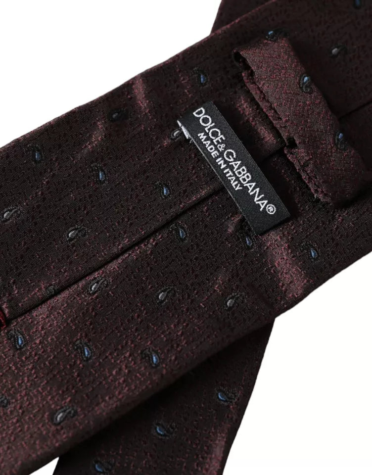 Ανδρική γραβάτα Dolce & Gabbana Bordeaux Fantasy 100% μεταξωτή ρυθμιζόμενη
