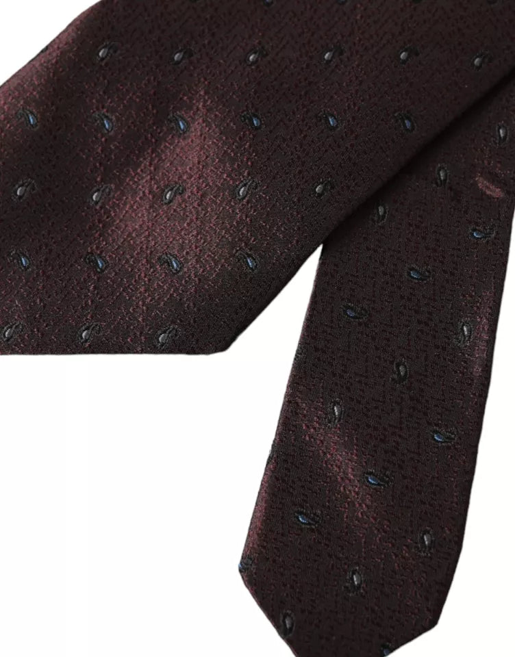 Ανδρική γραβάτα Dolce & Gabbana Bordeaux Fantasy 100% μεταξωτή ρυθμιζόμενη