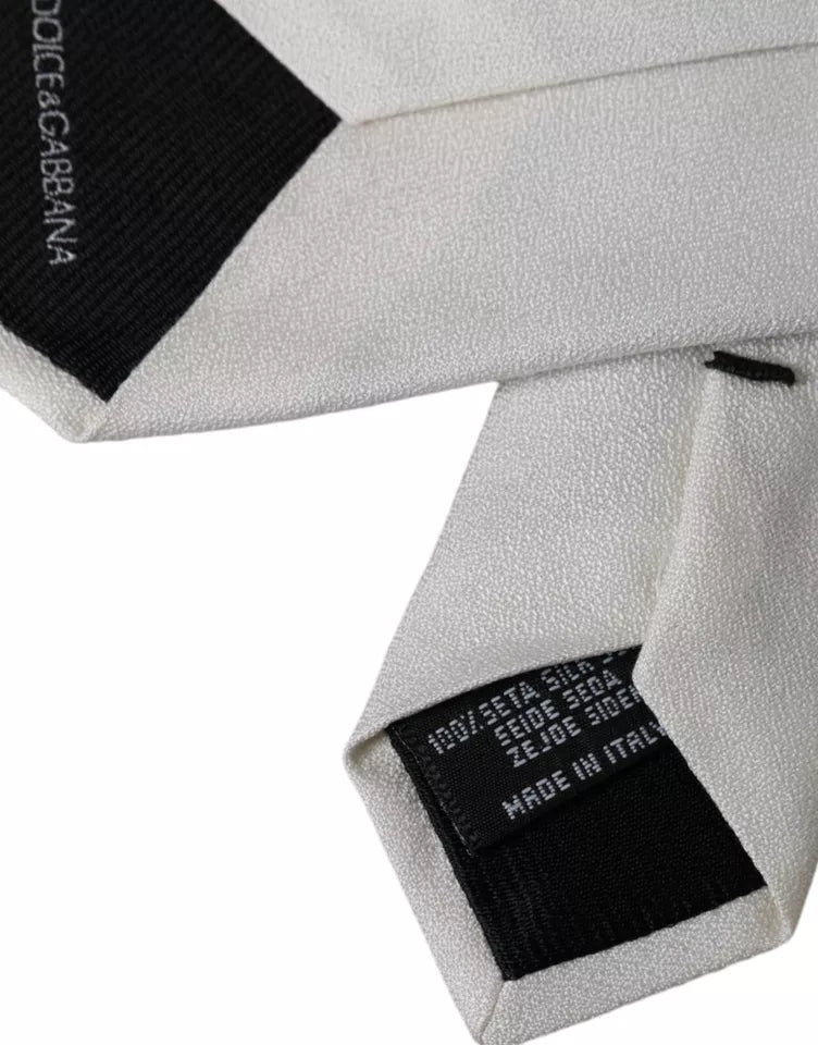 Dolce & Gabbana White Silk Κλασική ρυθμιζόμενη ανδρική γραβάτα