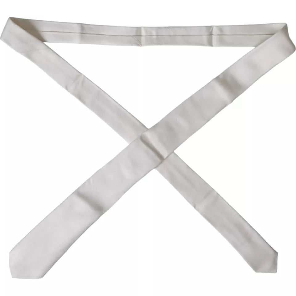 Dolce & Gabbana White Silk Κλασική ρυθμιζόμενη ανδρική γραβάτα