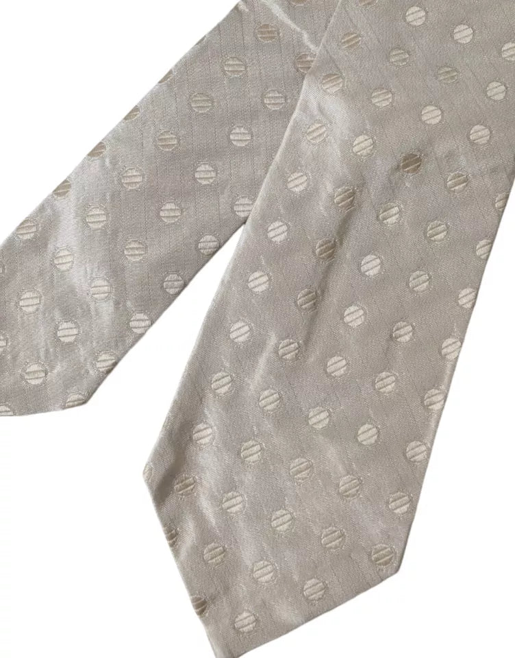 Ανδρική γραβάτα Dolce & Gabbana Beige Μεταξωτή με Πουτιέτα Κλασική Ρυθμιζόμενη Ανδρική Γραβάτα