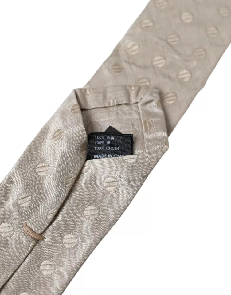 Ανδρική γραβάτα Dolce & Gabbana Beige Μεταξωτή με Πουτιέτα Κλασική Ρυθμιζόμενη Ανδρική Γραβάτα