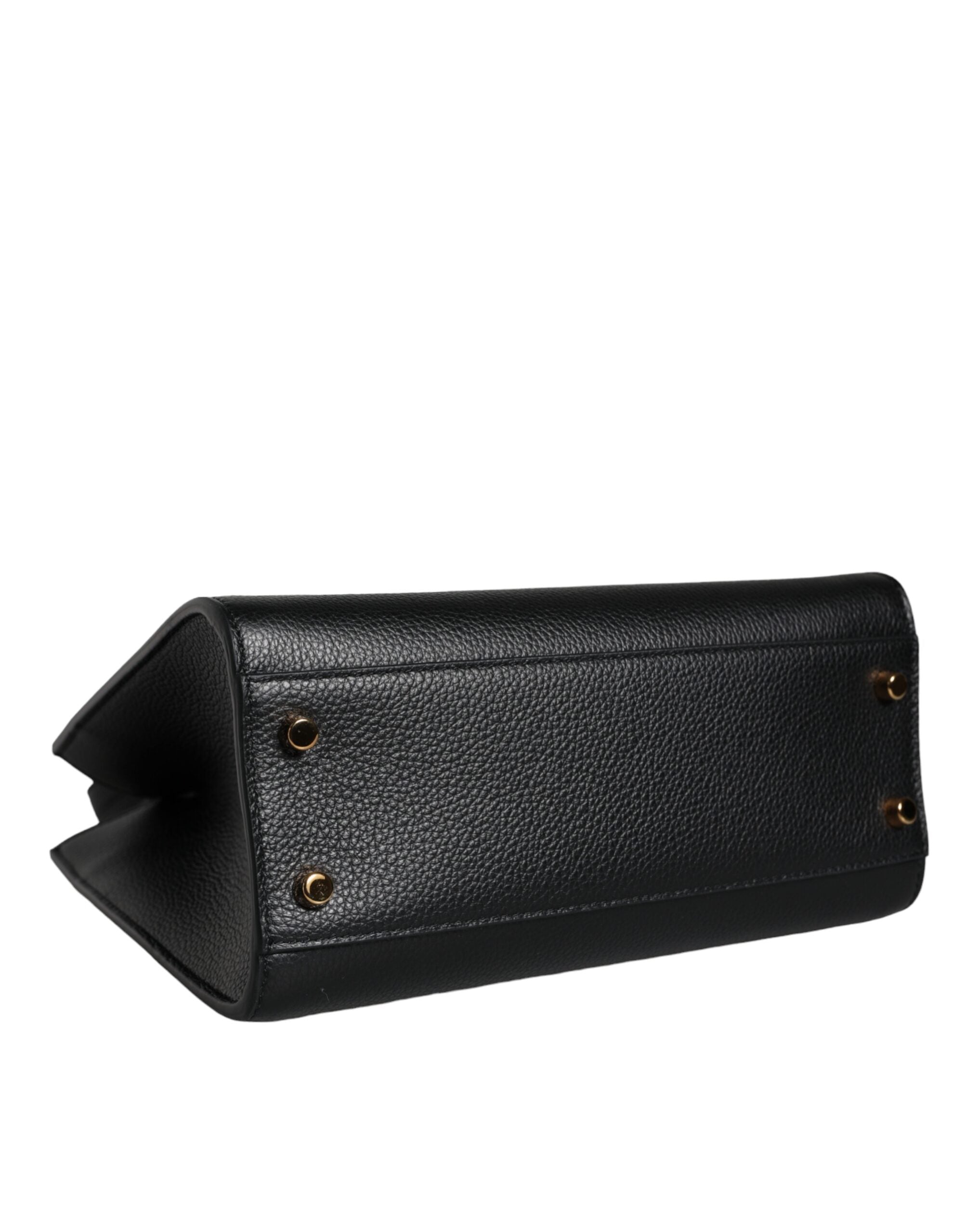 Versace Μαύρη μικρή δερμάτινη τσάντα χιαστί ώμου Top Handle