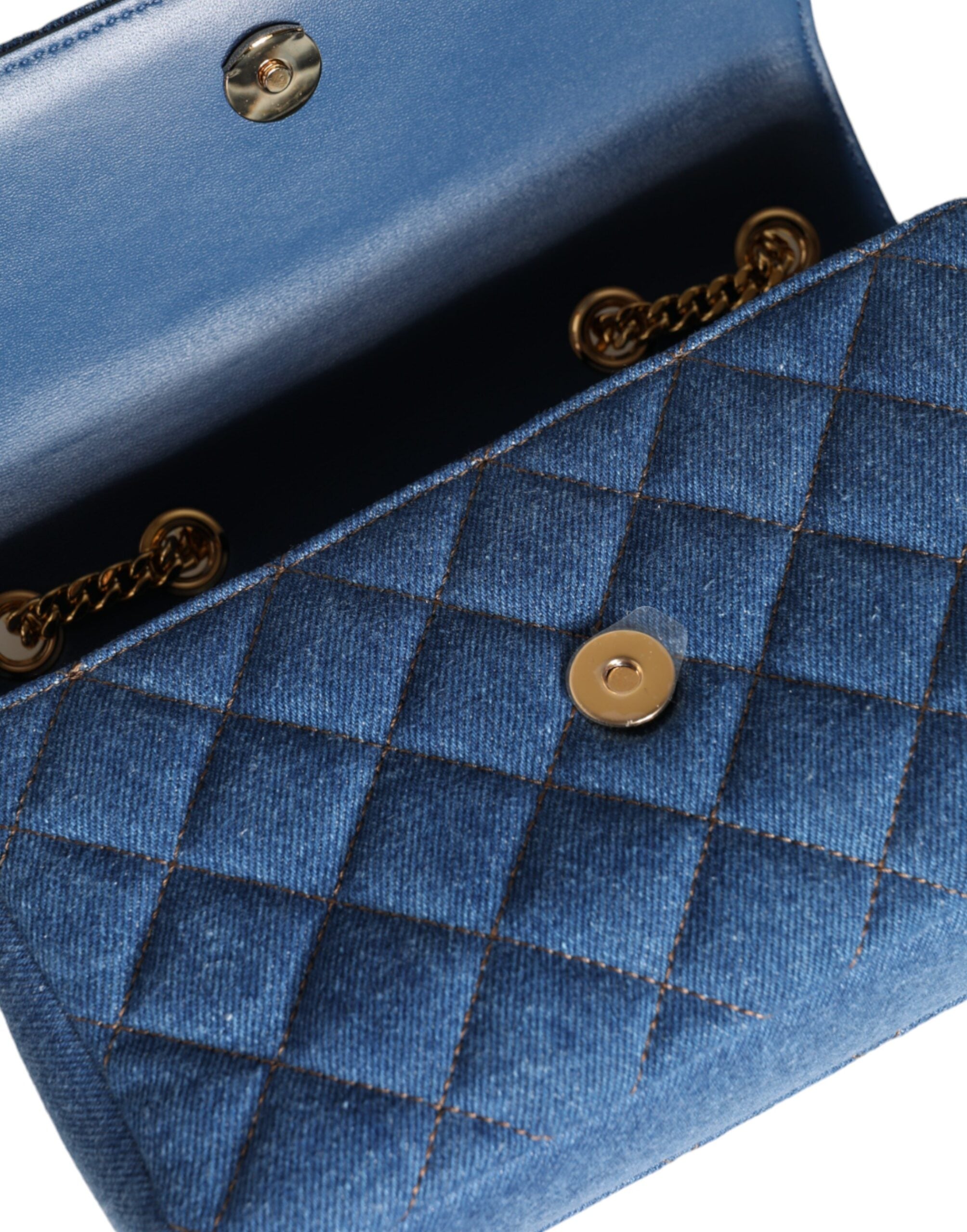 Τσάντα ώμου Versace Blue Quilted Jenim Δερμάτινη χιαστί