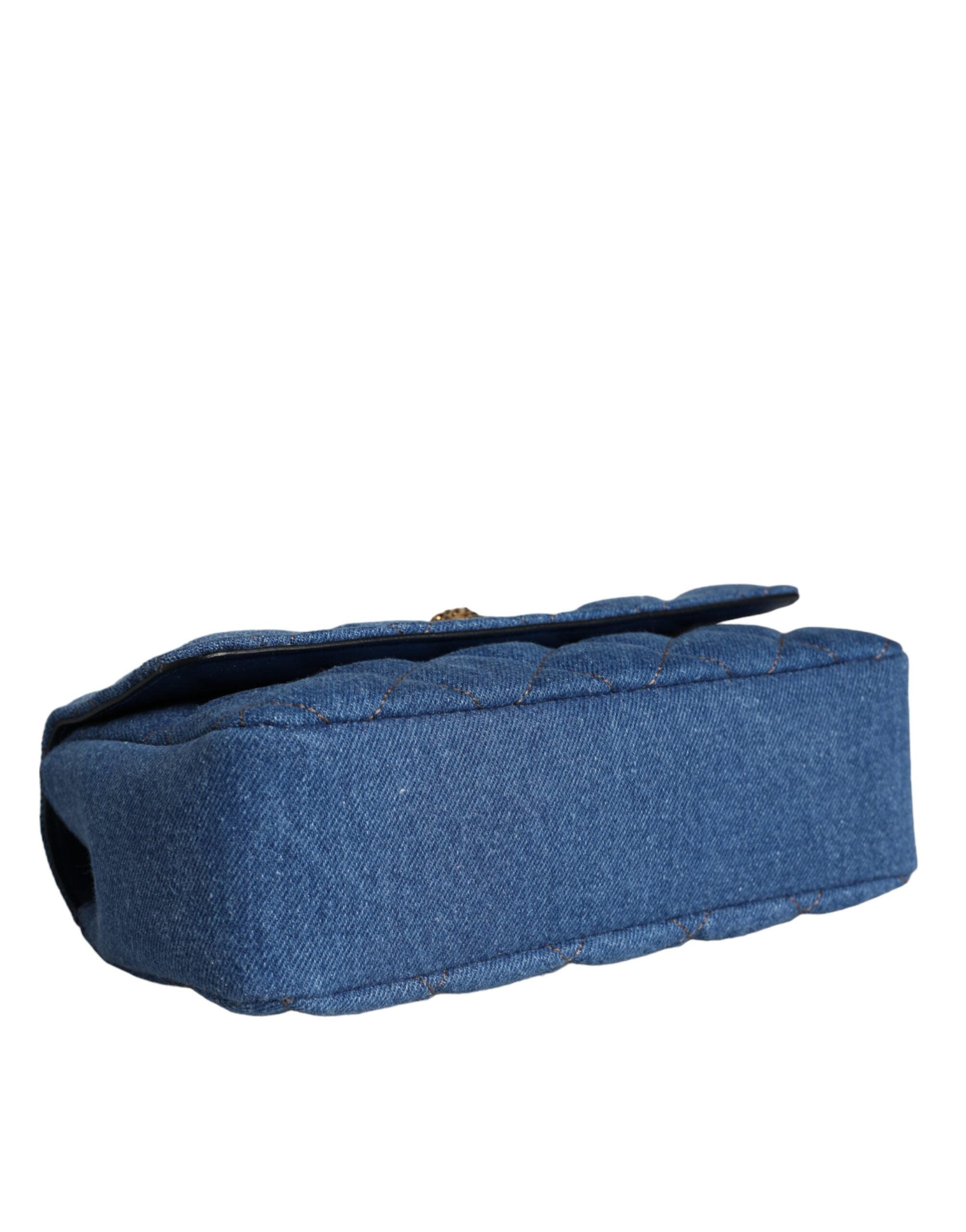 Τσάντα ώμου Versace Blue Quilted Jenim Δερμάτινη χιαστί