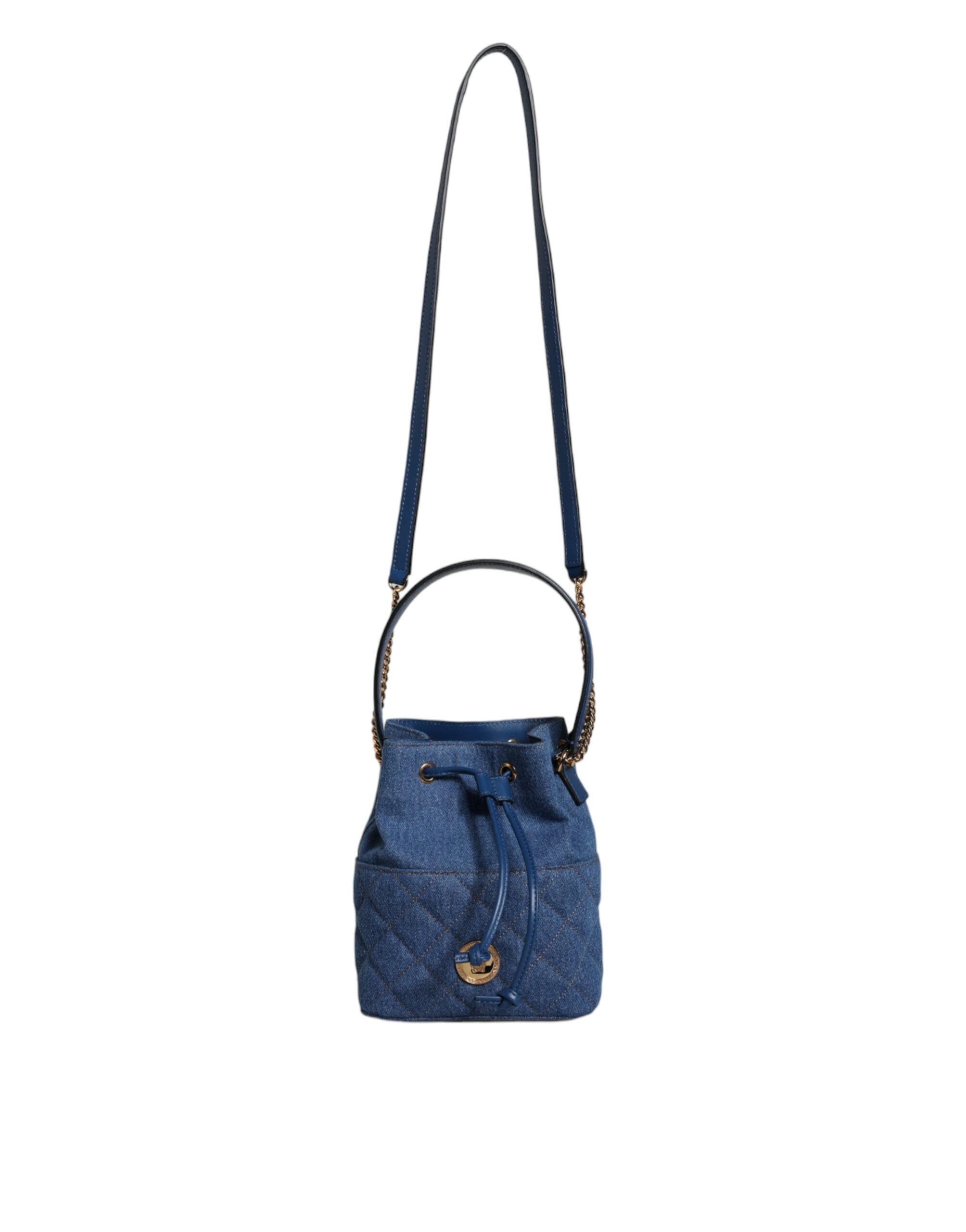Τσάντα ώμου Versace Blue Quilted Jenim Δερμάτινη χιαστί