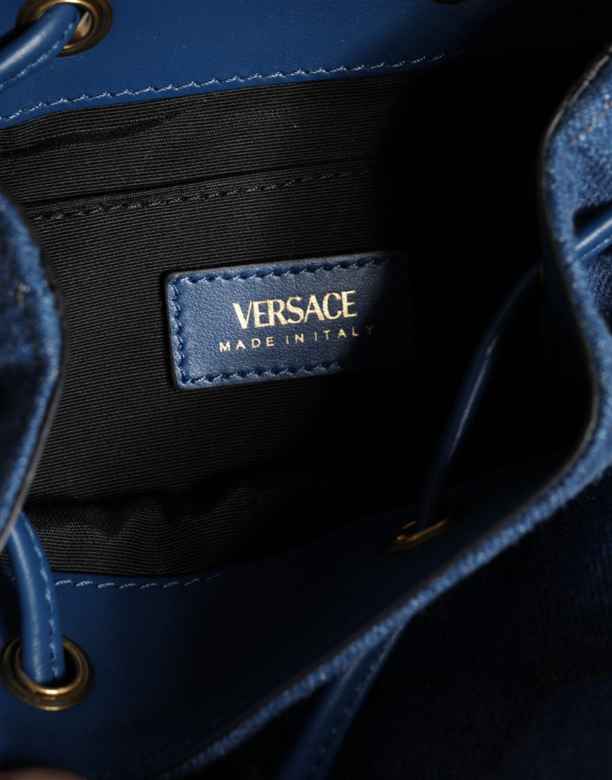 Τσάντα ώμου Versace Blue Quilted Jenim Δερμάτινη χιαστί